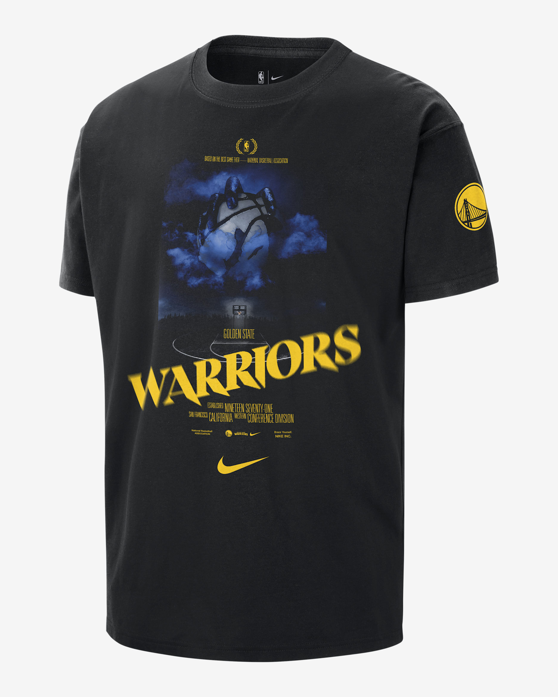 Golden State Warriors Courtside Men's Nike NBA T-Shirt - Black