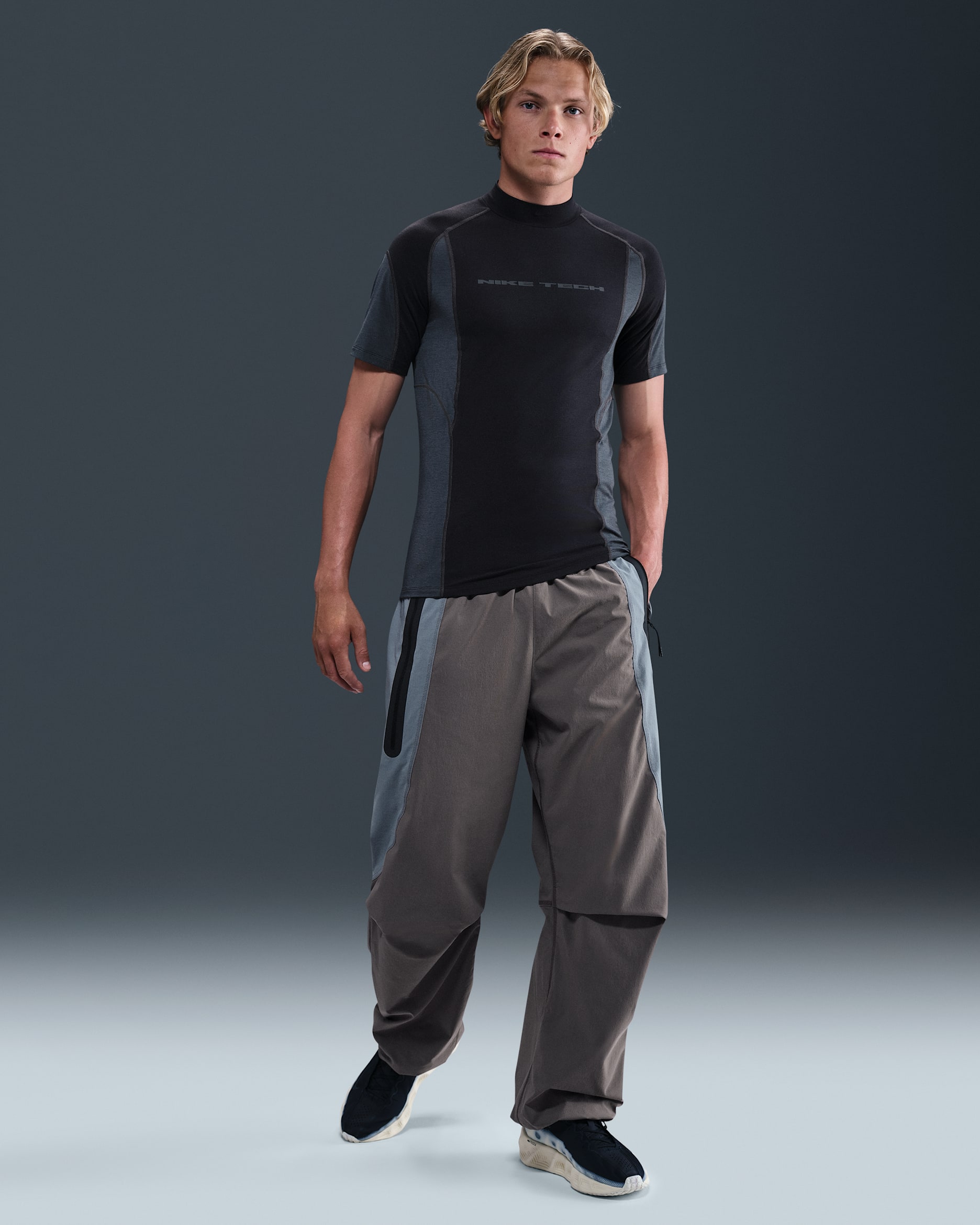 Nike Tech Men's Dri-FIT Woven Color-Block Oversized Pants - Cave Stone/Cool Grey/Black
