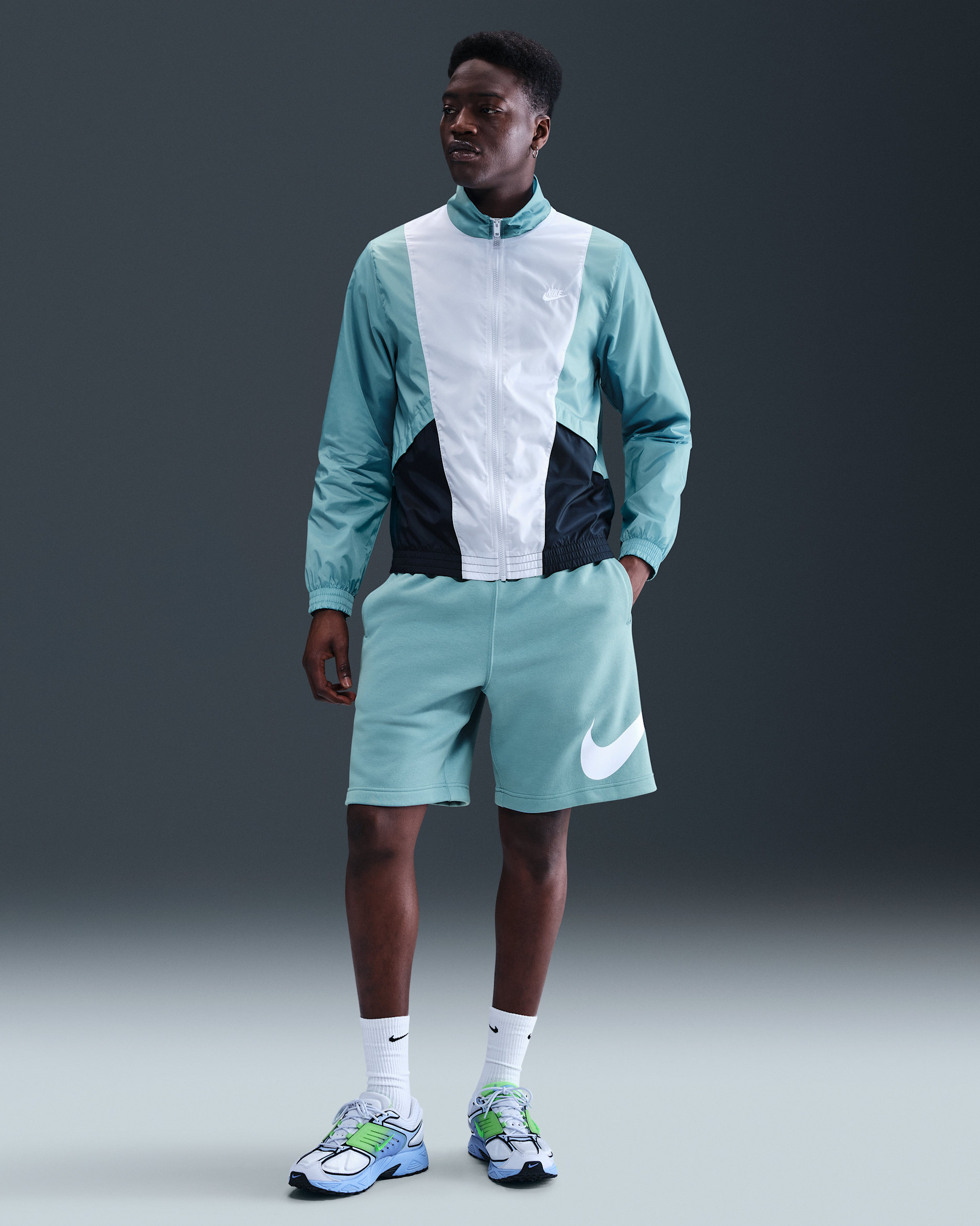 Shorts de tejido Fleece para hombre Nike Club - Denim turquesa/Denim turquesa/Blanco