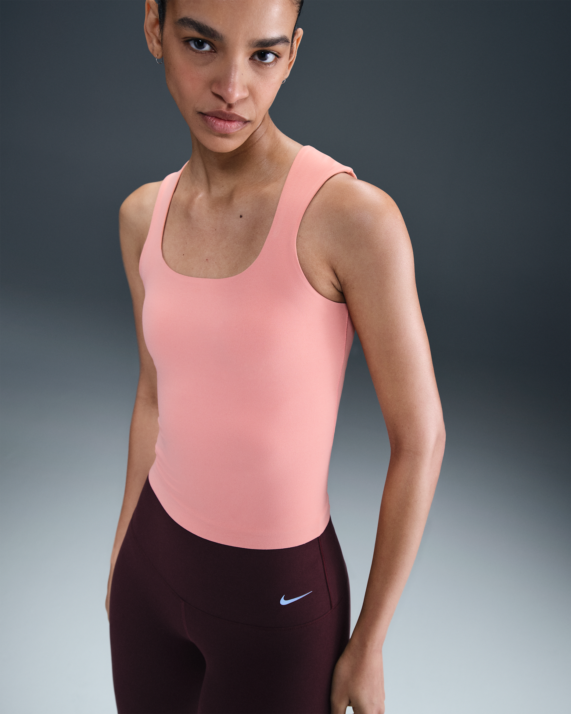 Nike Zenvy Women's Dri-FIT Tank Top - Rust Pink/White