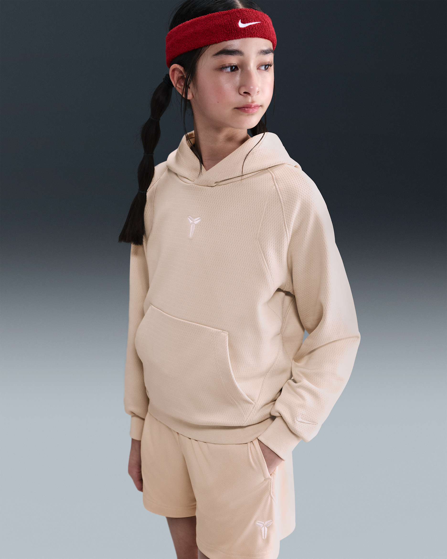 Sweat à capuche Therma-FIT Kobe pour ado - Sanddrift/Sanddrift/Blanc