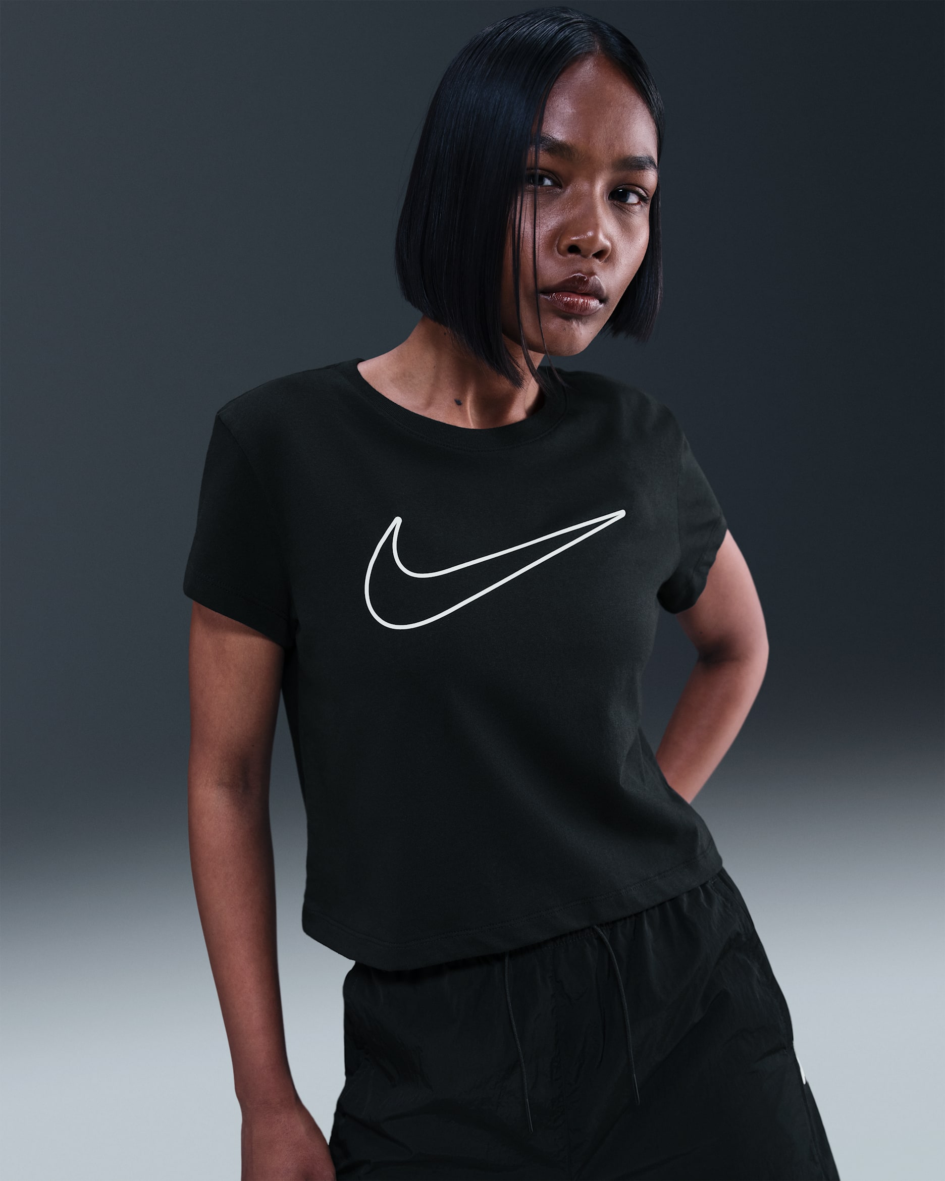 Nike Sportswear Women's Short-Sleeve Graphic T-Shirt - Black/White