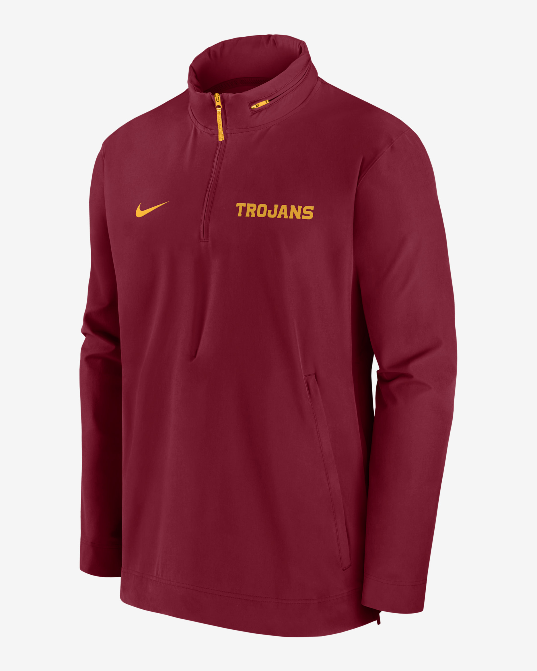 USC Trojans Sideline Coach Men's Nike College 1/2-Zip Hooded Jacket - Crimson