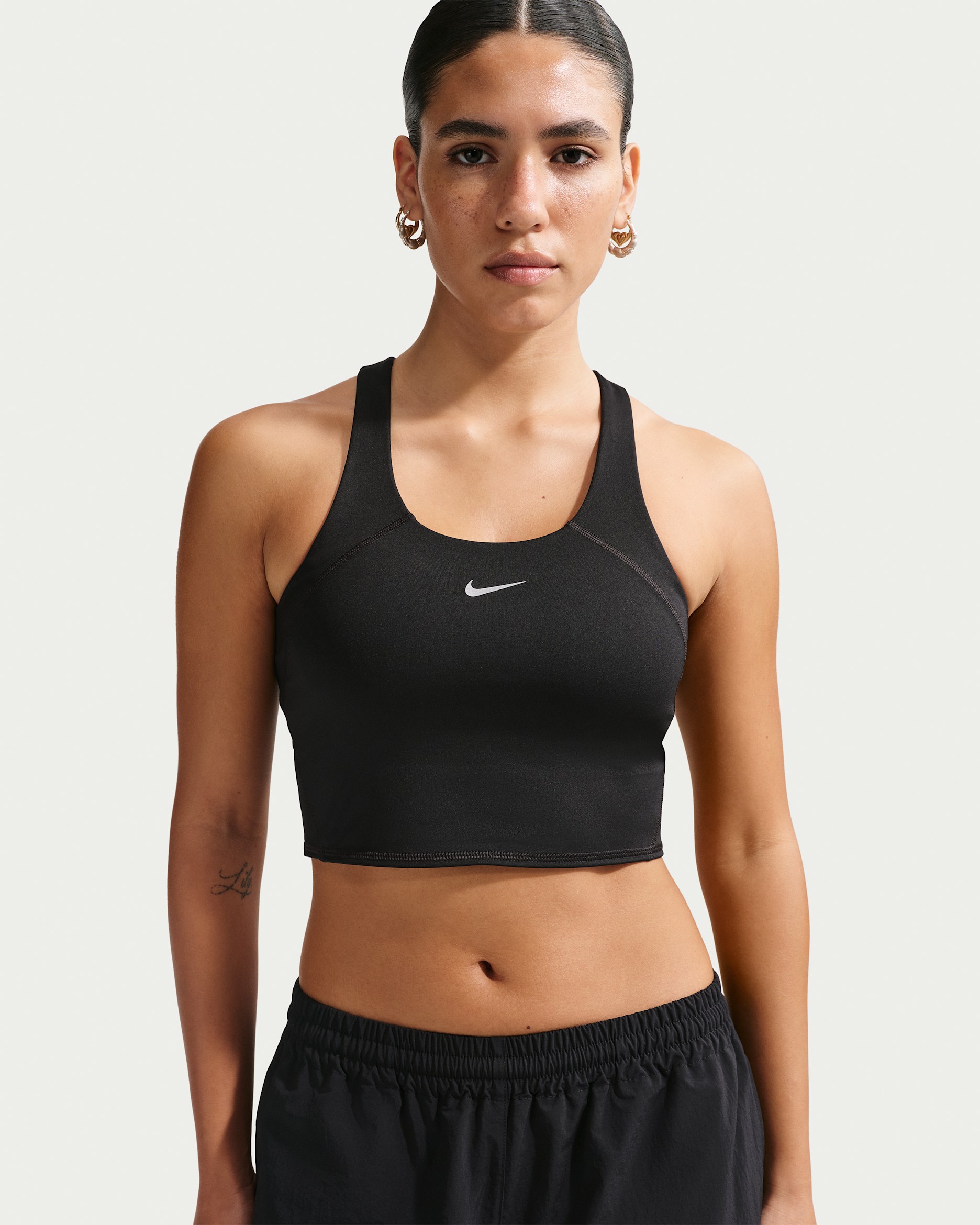 Nike Tempo Women's Medium-Support Cropped Sports Bra Tank Top - Black/Black