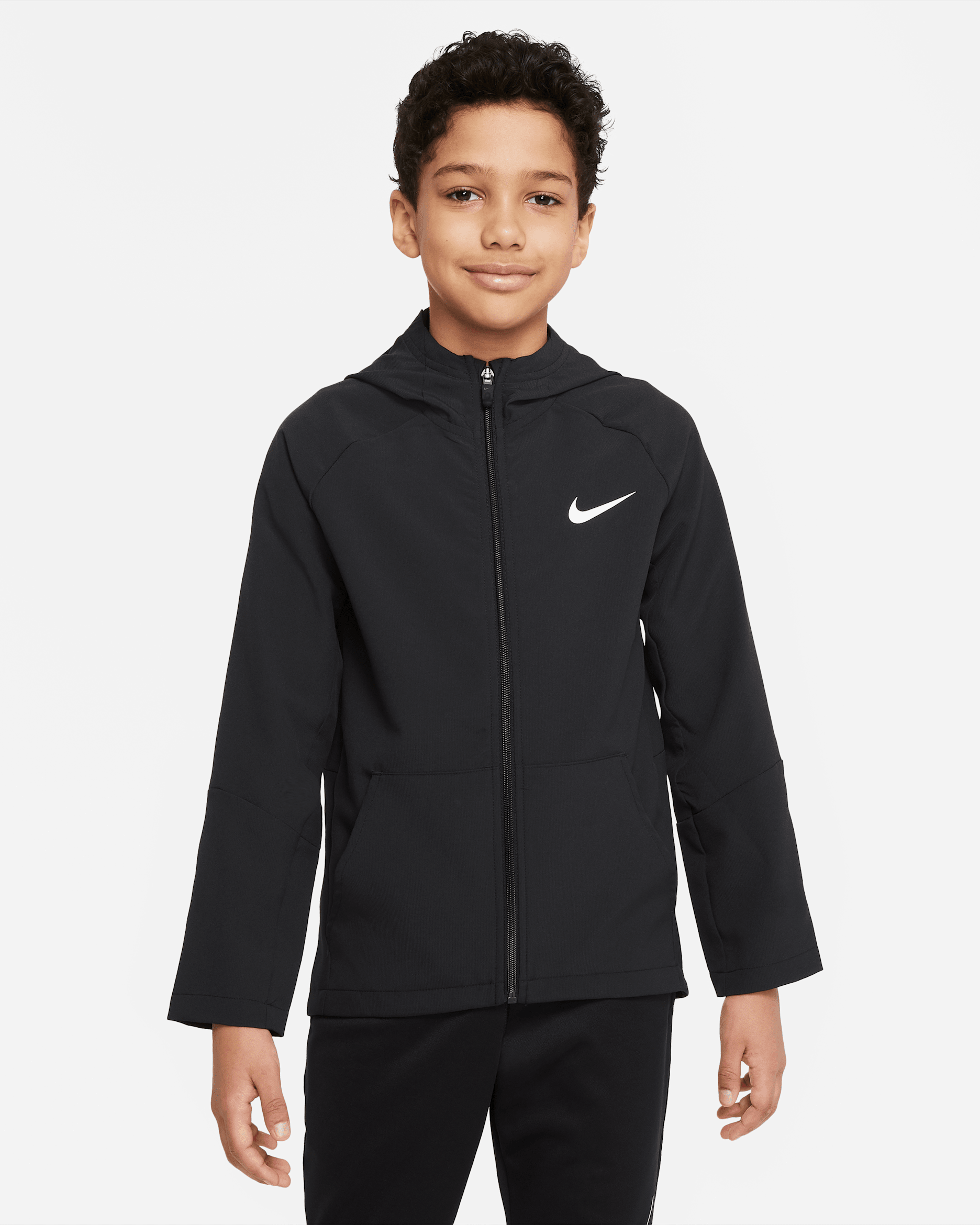 Nike Dri-FIT Older Kids' (Boys') Woven Training Jacket - Black/Black/Black/White