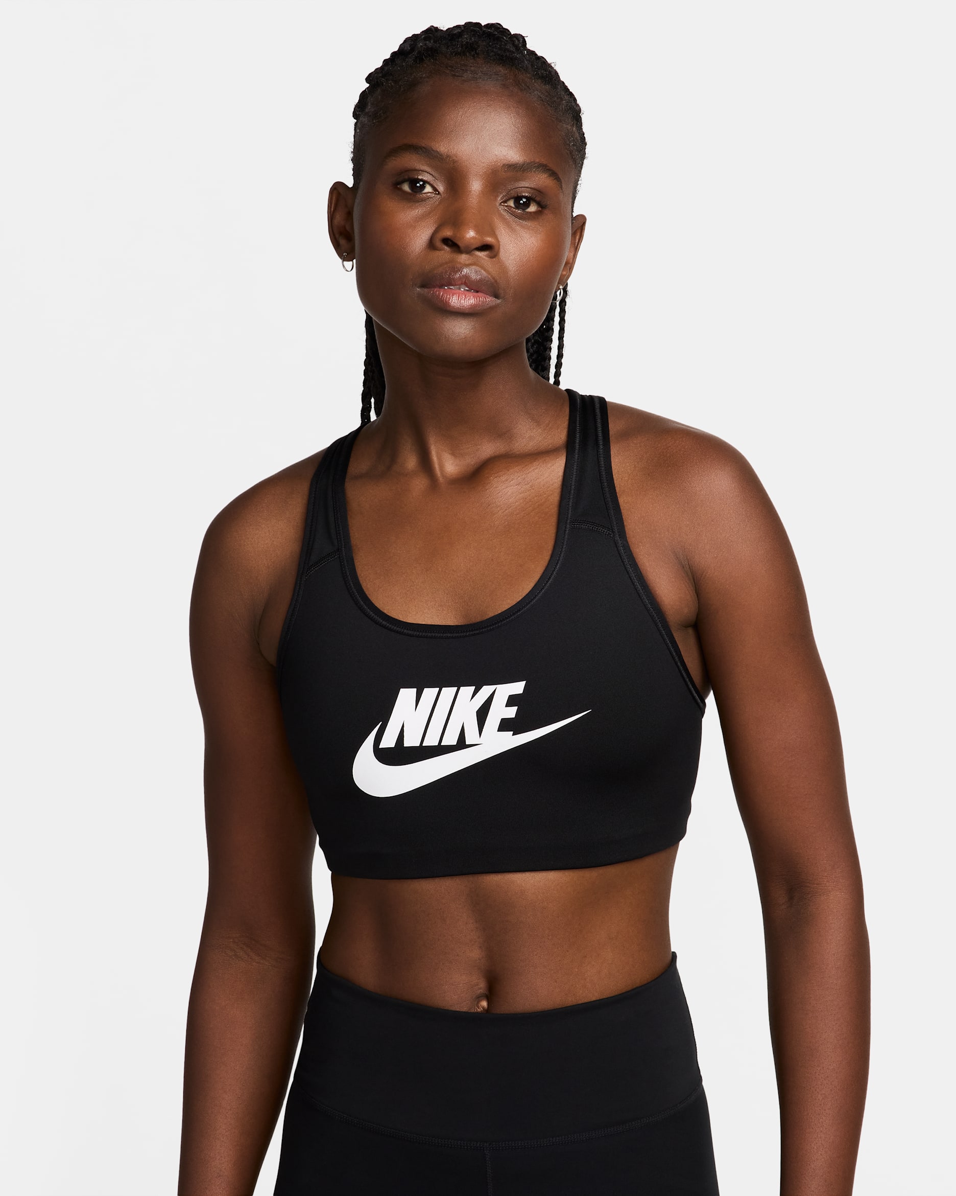 Bra deportivo de media sujeción para mujer Nike Swoosh - Negro/Blanco