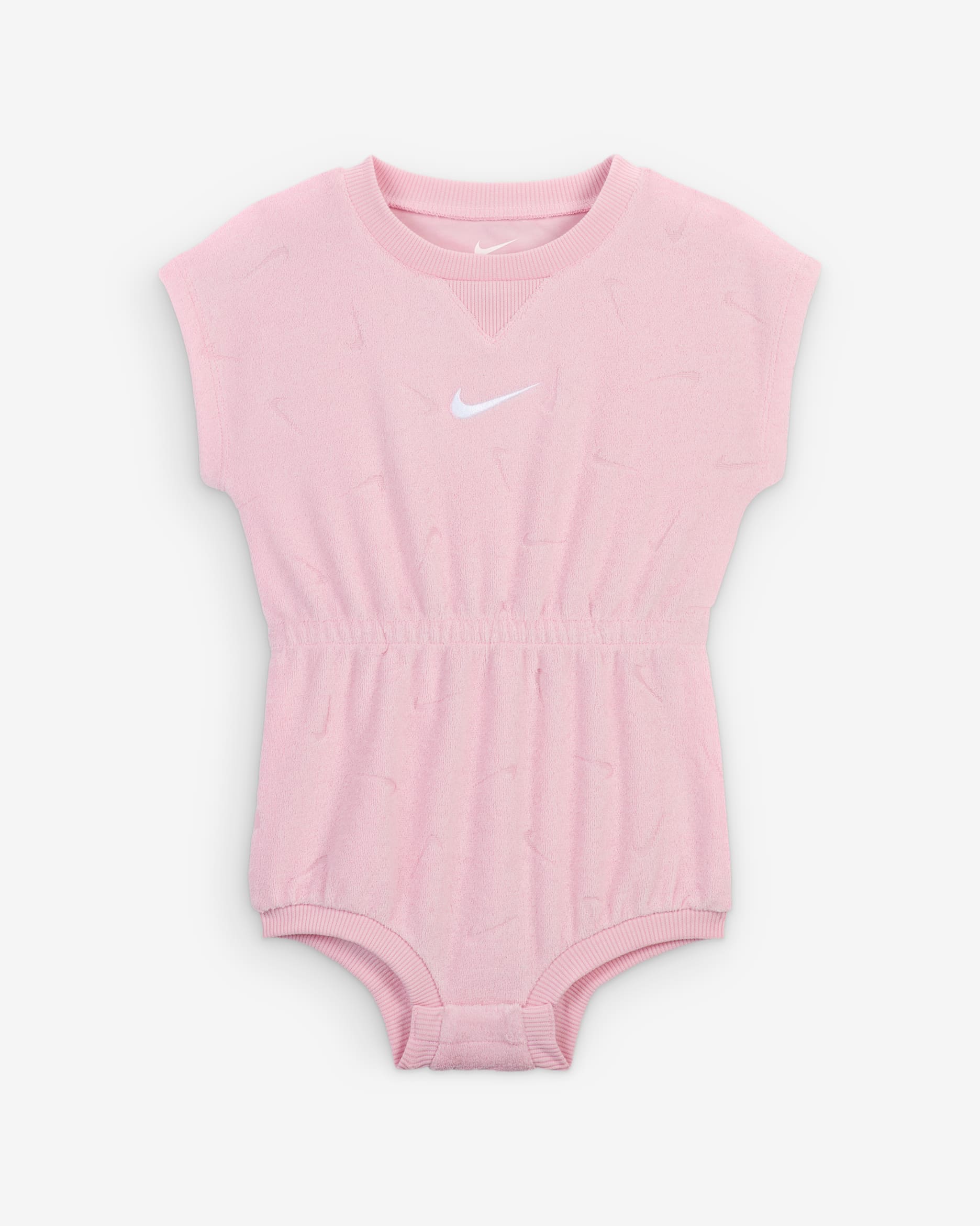 Nike Essentials Baby (12-24M) Jacquard Towel Terry Romper - Pink Foam