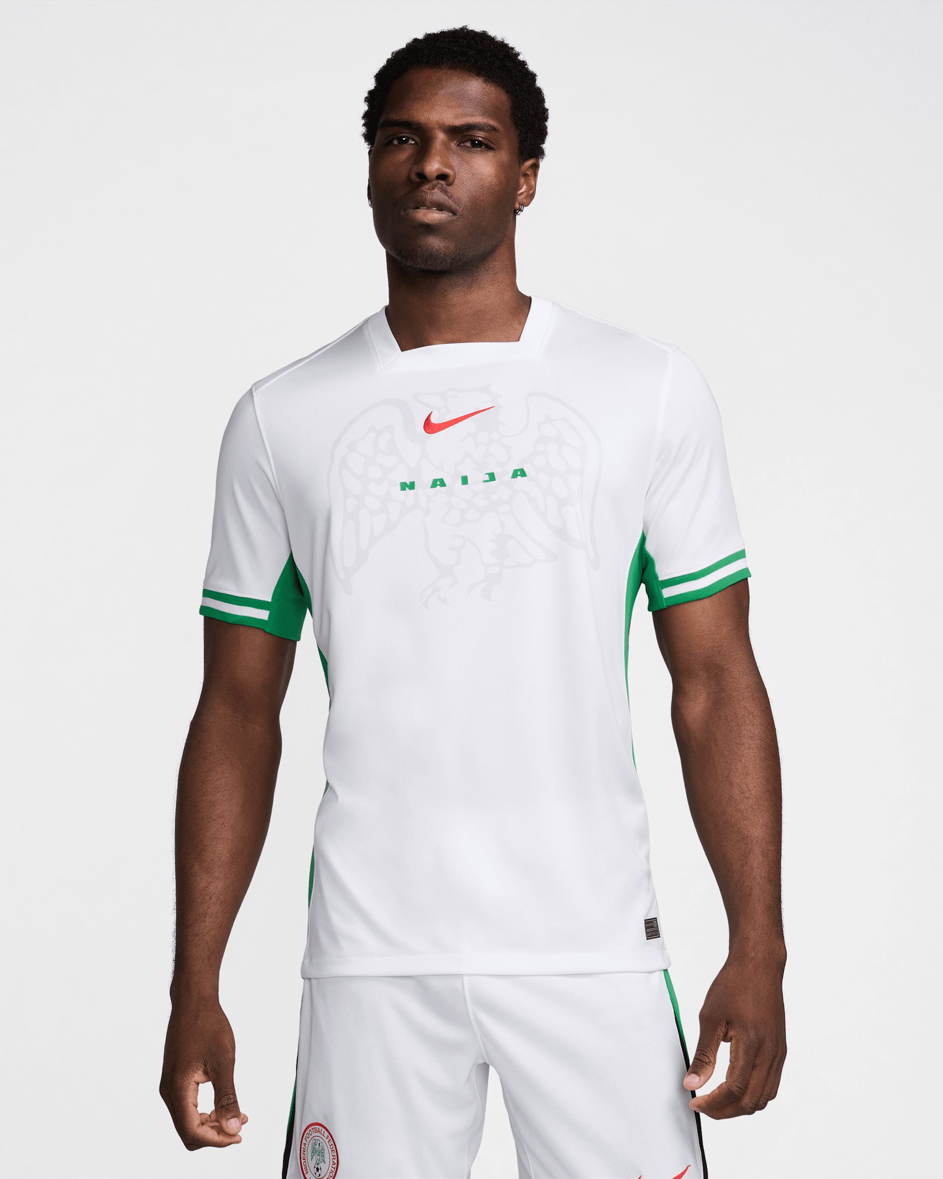 Nigeria 2024 Stadium Home Men's Nike Dri-FIT Soccer Replica Jersey - White/Lucky Green/Challenge Red