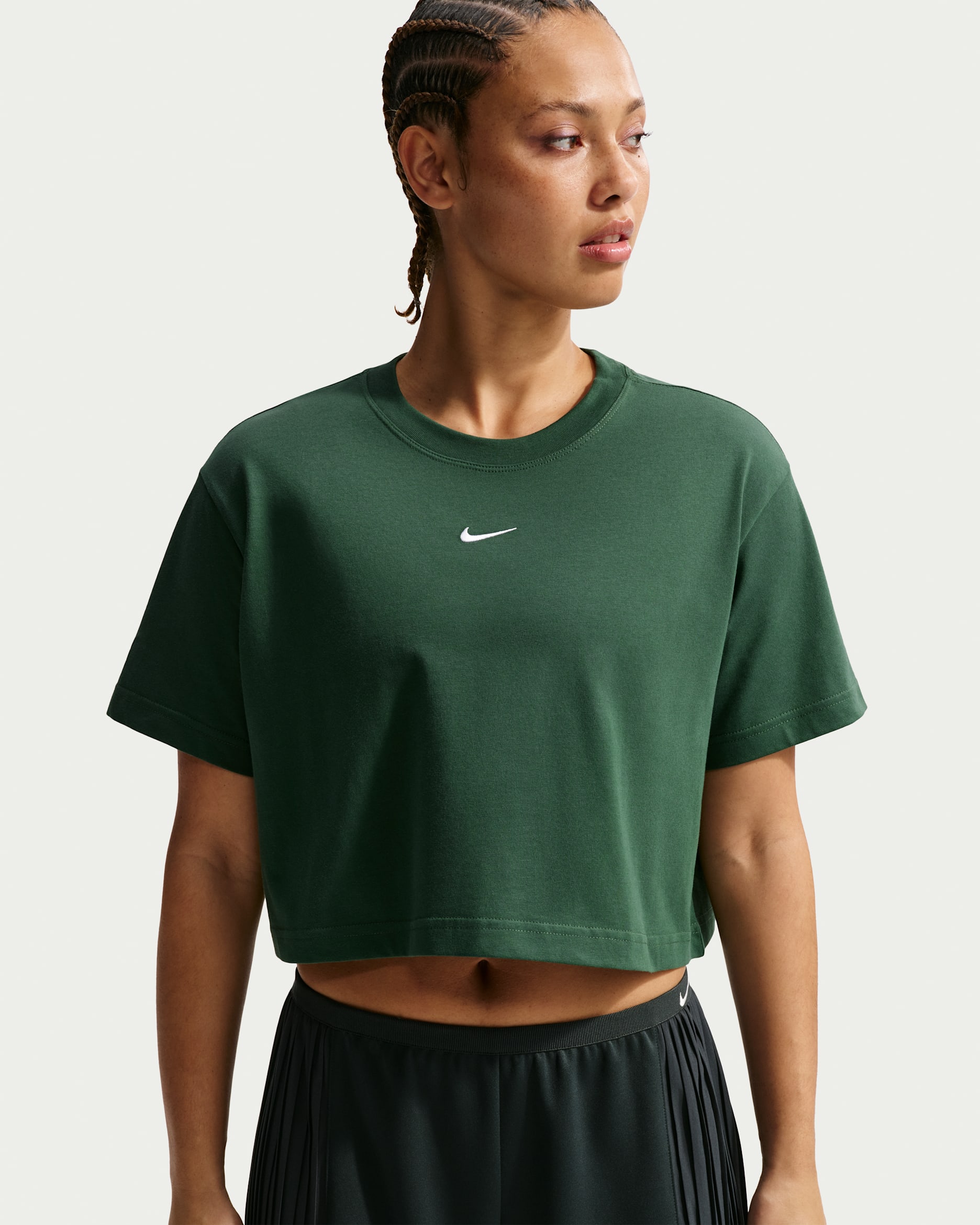 Nike Sportswear Women's Loose Short-Sleeve Cropped T-Shirt - Fir