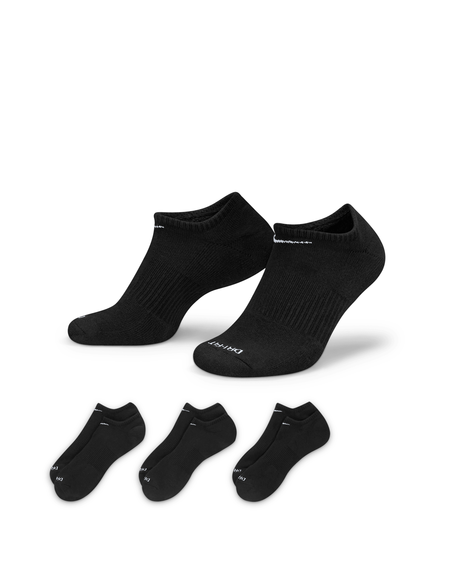 Nike Everyday Plus Cushion Training No-Show Socks (3 Pairs) - Black/White