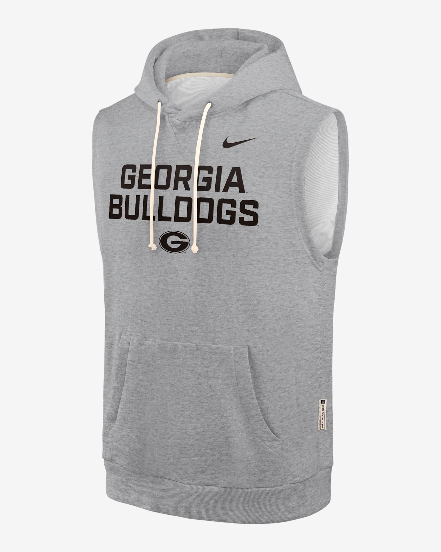 Georgia Sideline Men's Nike Dri-FIT College Sleeveless Pullover Hoodie - Dark Grey Heather
