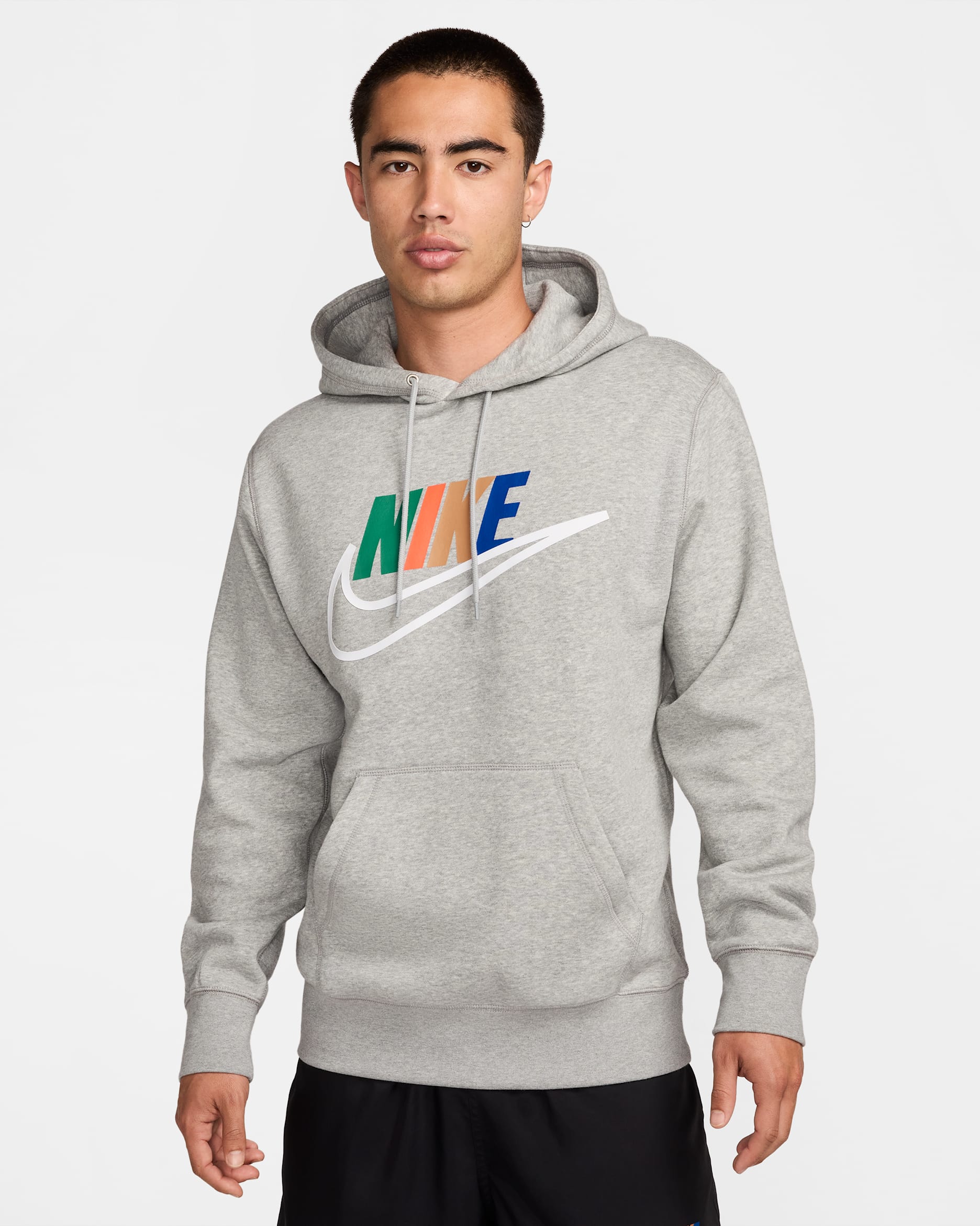 ナイキ クラブ メンズ フリース パーカー - ダークグレーヘザー/ライトスモークグレー