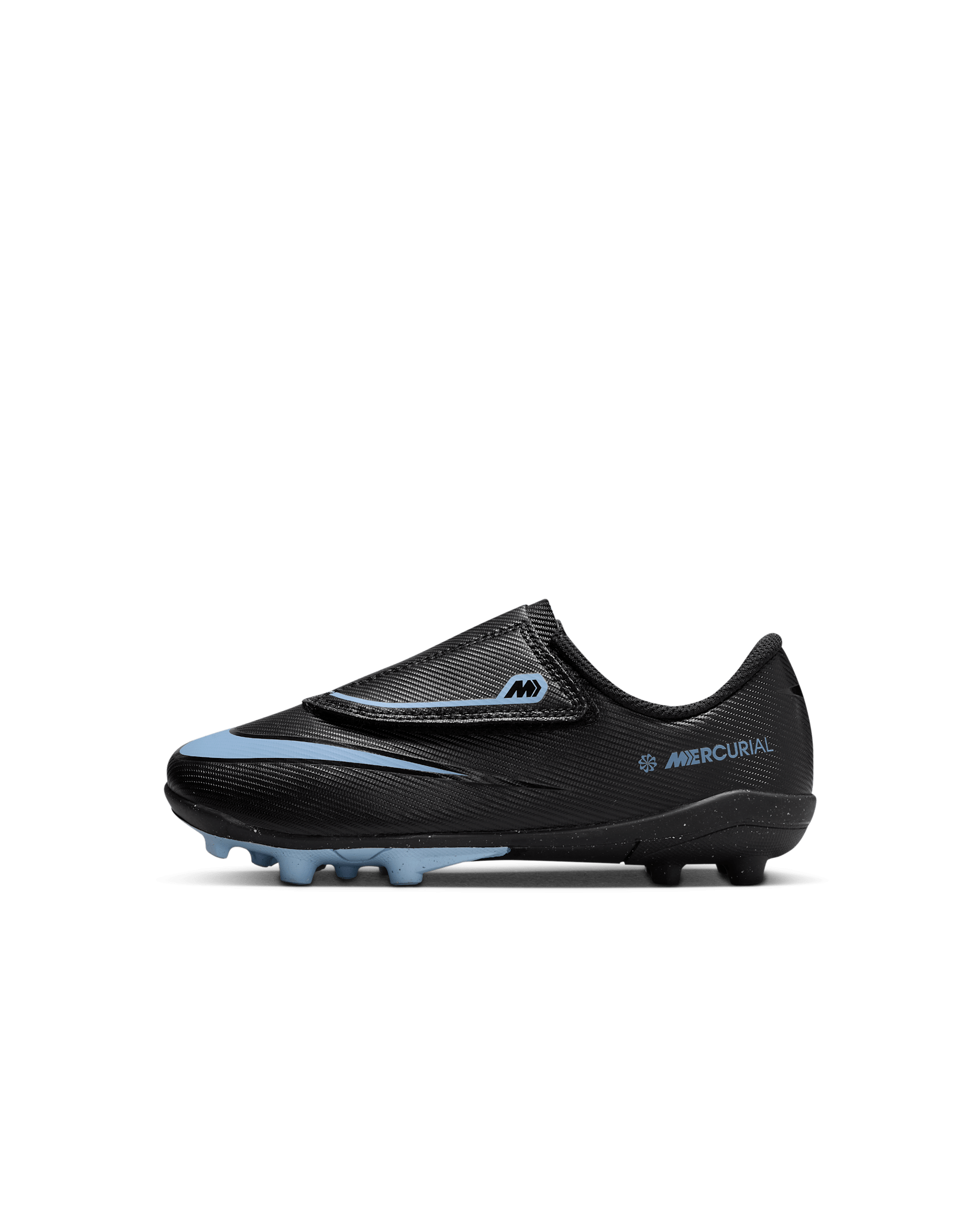 Chuteiras de futebol de perfil baixo multiterreno Nike Jr. Mercurial Vapor 16 Club para criança - Preto/Azul Ice