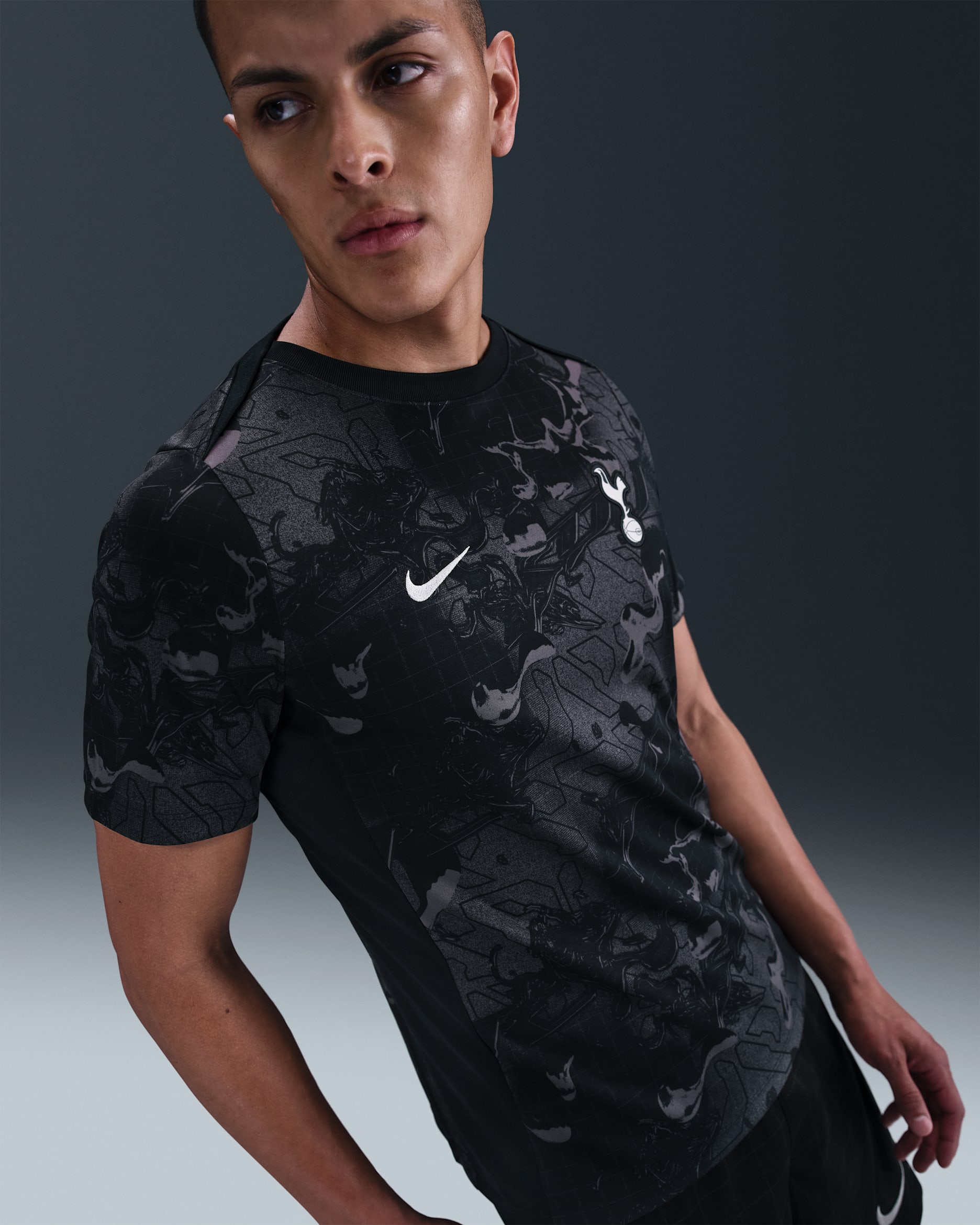 Tottenham Hotspur Academy Pro Home Men's Nike Dri-FIT Football Pre-Match Short-Sleeve Top - Black/Medium Ash/Light Iron Ore