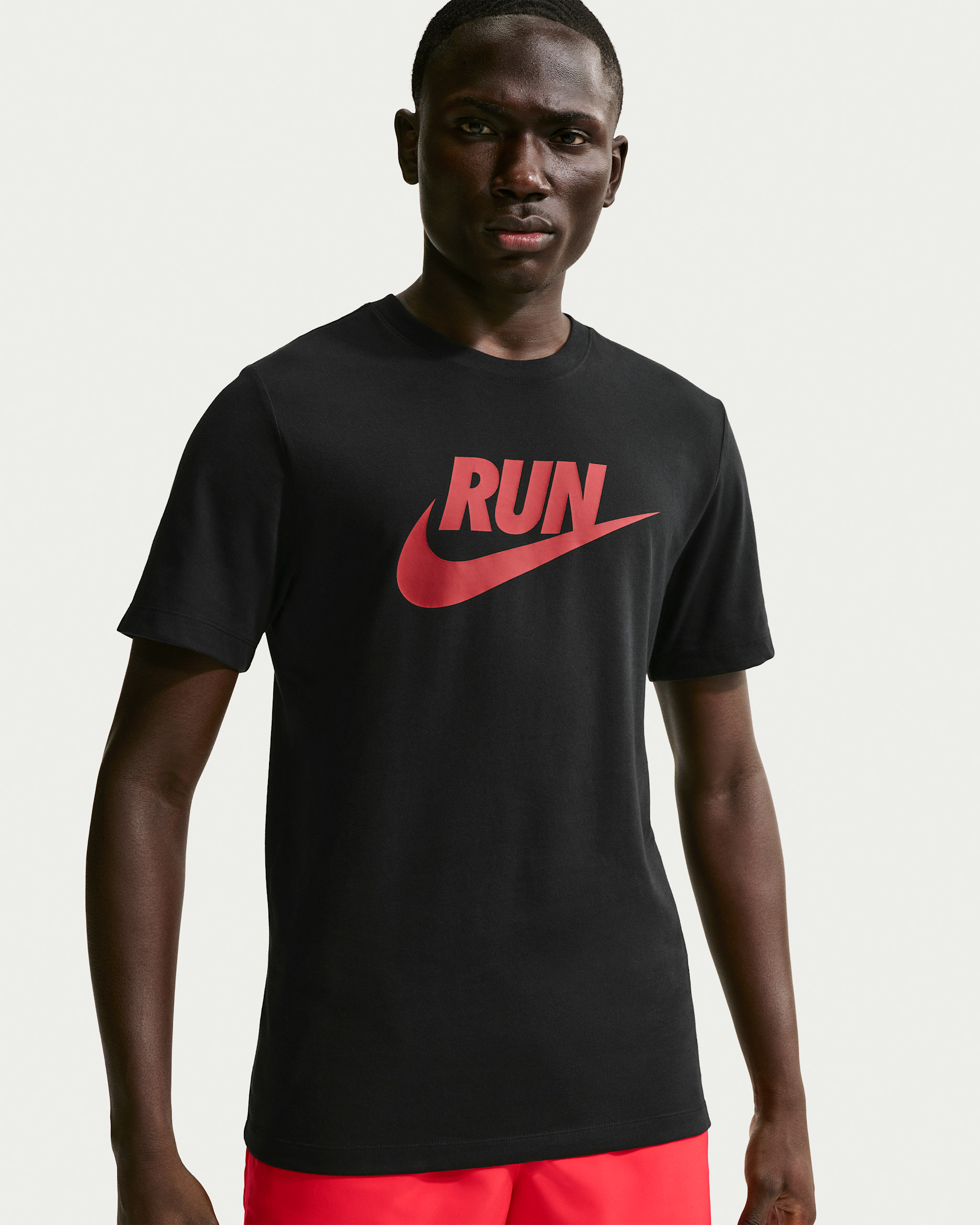 Playera de correr Dri-FIT para hombre Nike - Negro/Carmesí team