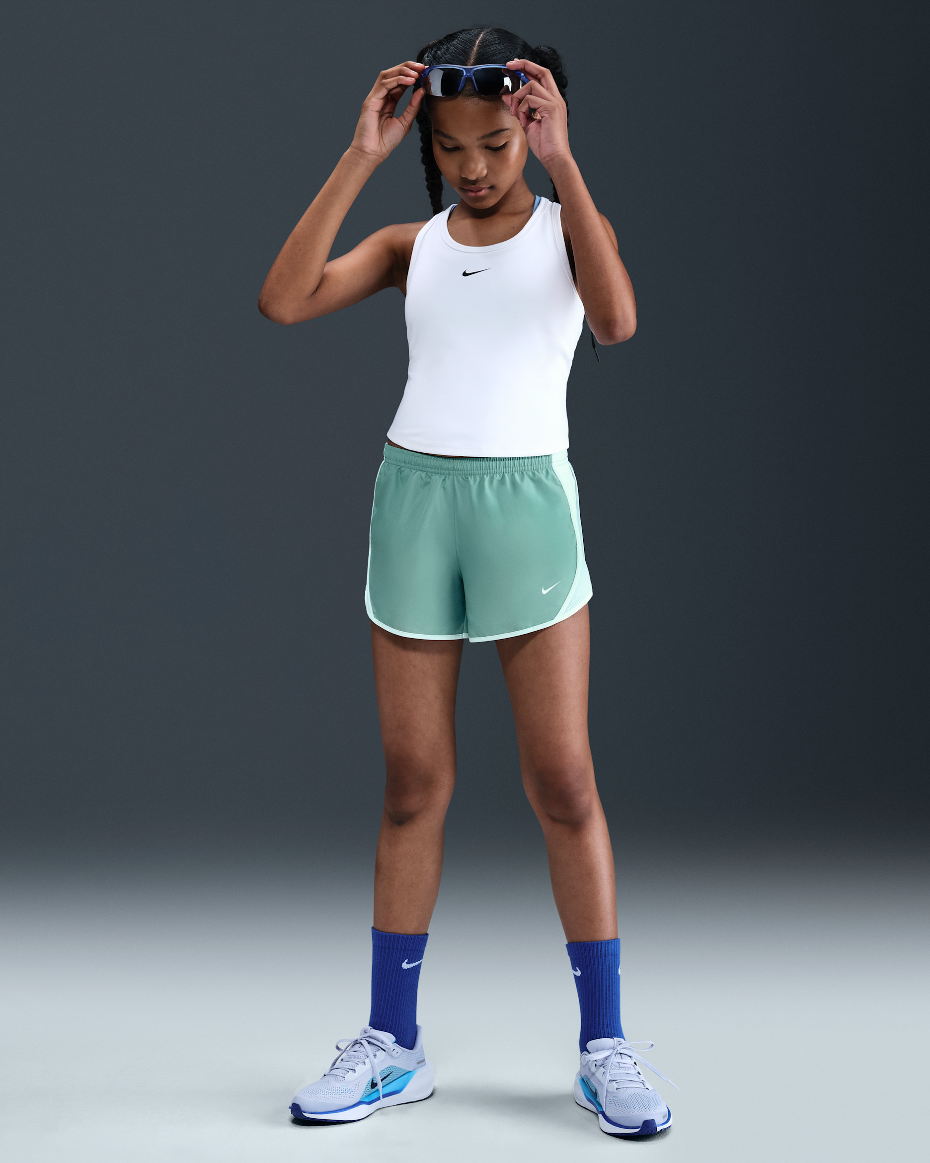 Nike Tempo Big Kids' (Girls') Dri-FIT Running Shorts - Cannon/White/White/White