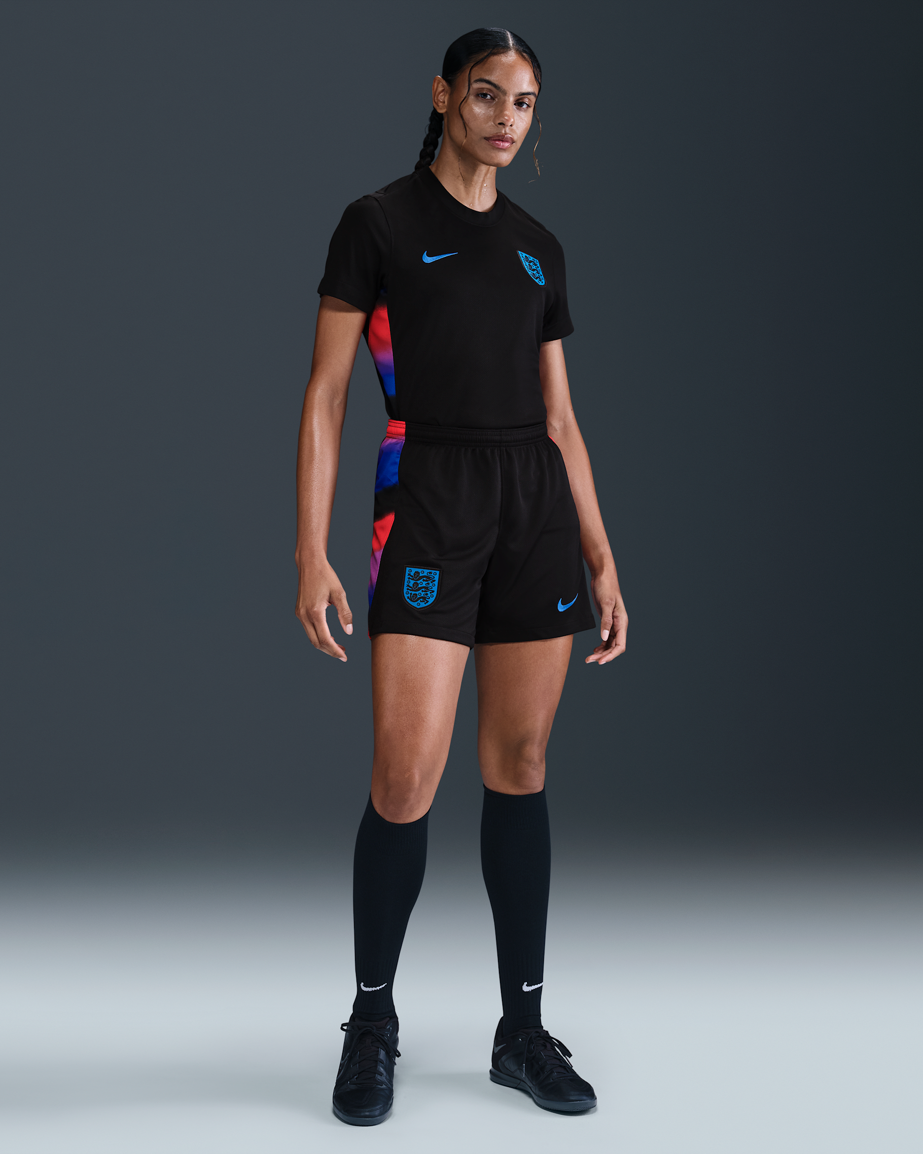 England 2025/26 Stadium Away Women's Nike Dri-FIT Football Replica Shorts - Black/Light Photo Blue