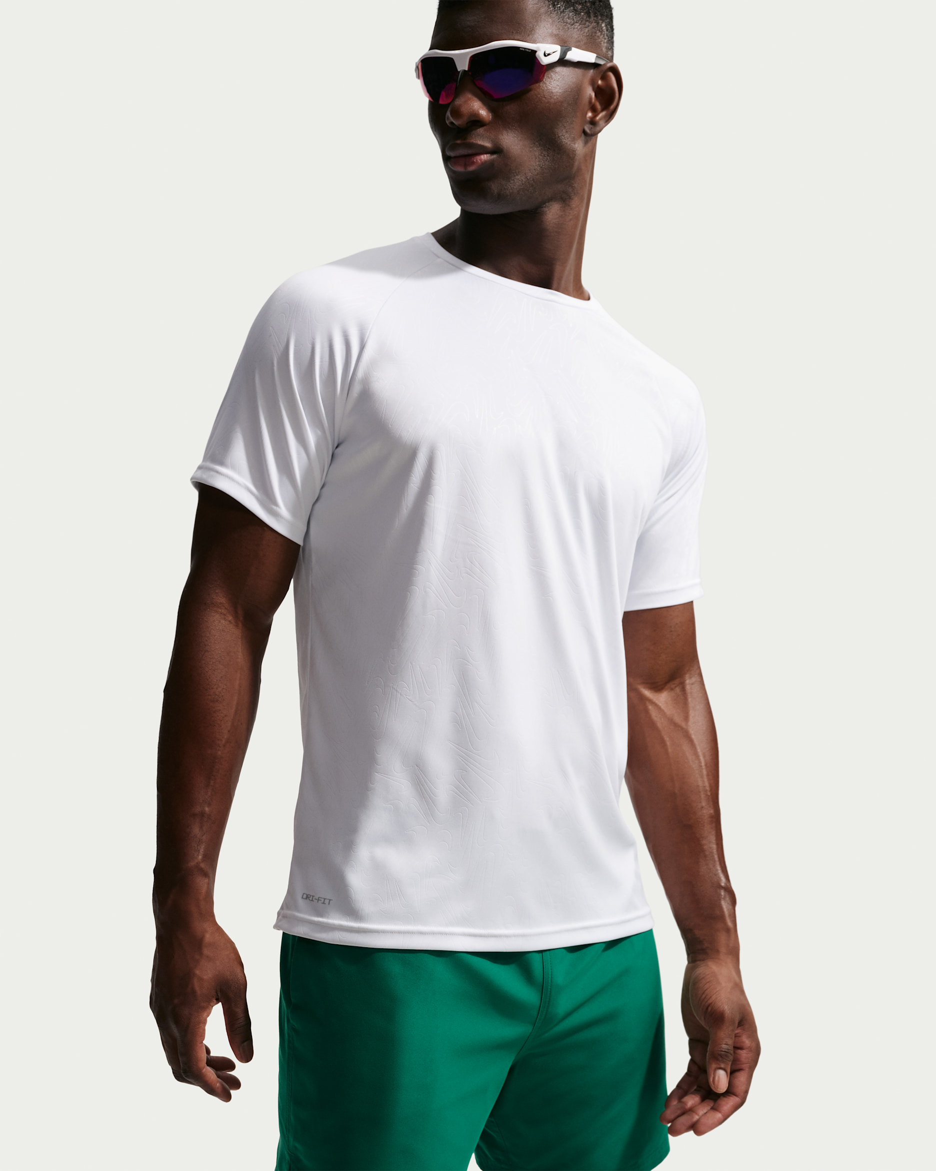 Playera de manga corta  Dri-FIT UV para hombre Nike Swim Hydroguard - Blanco/Polvo fotón/Gris azulado/Negro