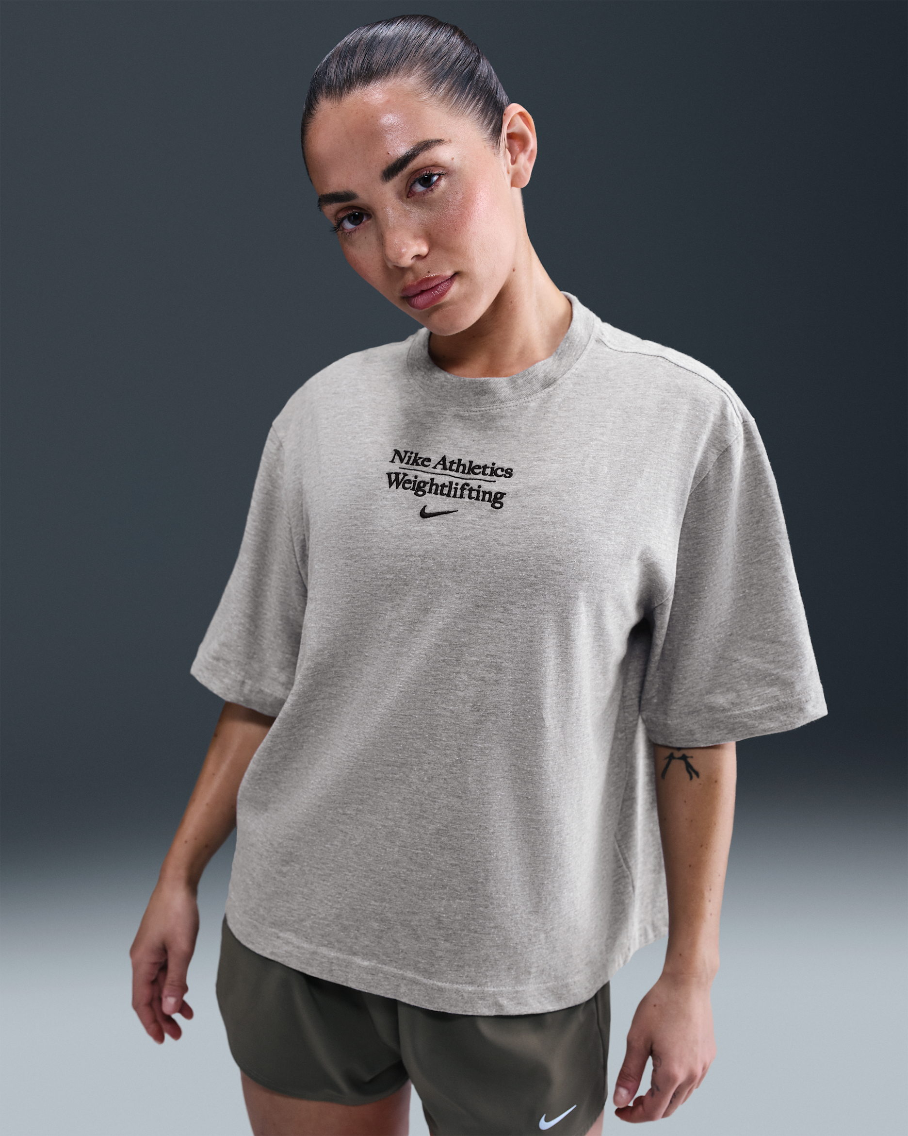 Nike Weightlifting Women's Boxy T-Shirt - Dark Grey Heather