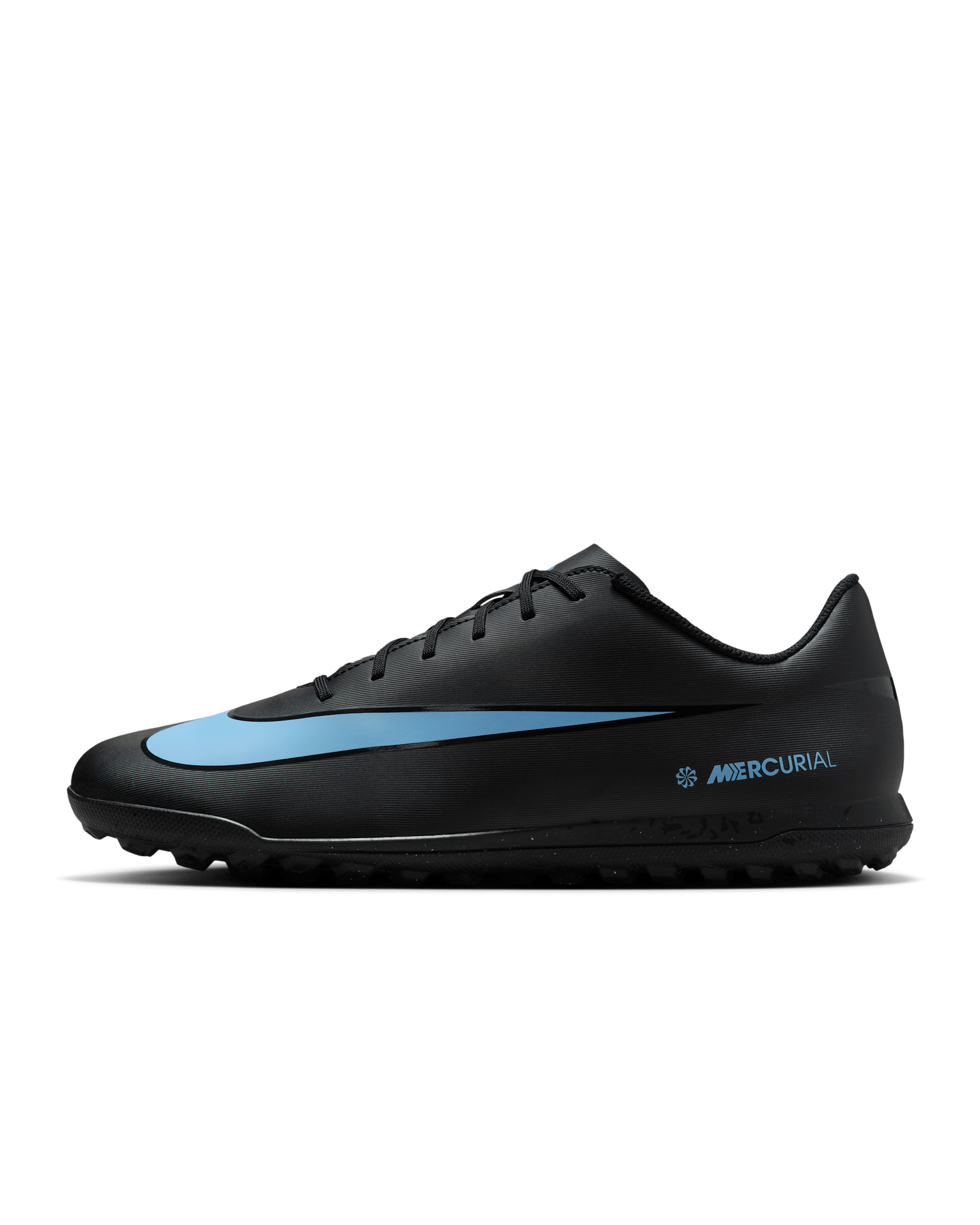 Nike Mercurial Vapor 16 Club Turf Low-Top Football Shoes - Black/Ice Blue