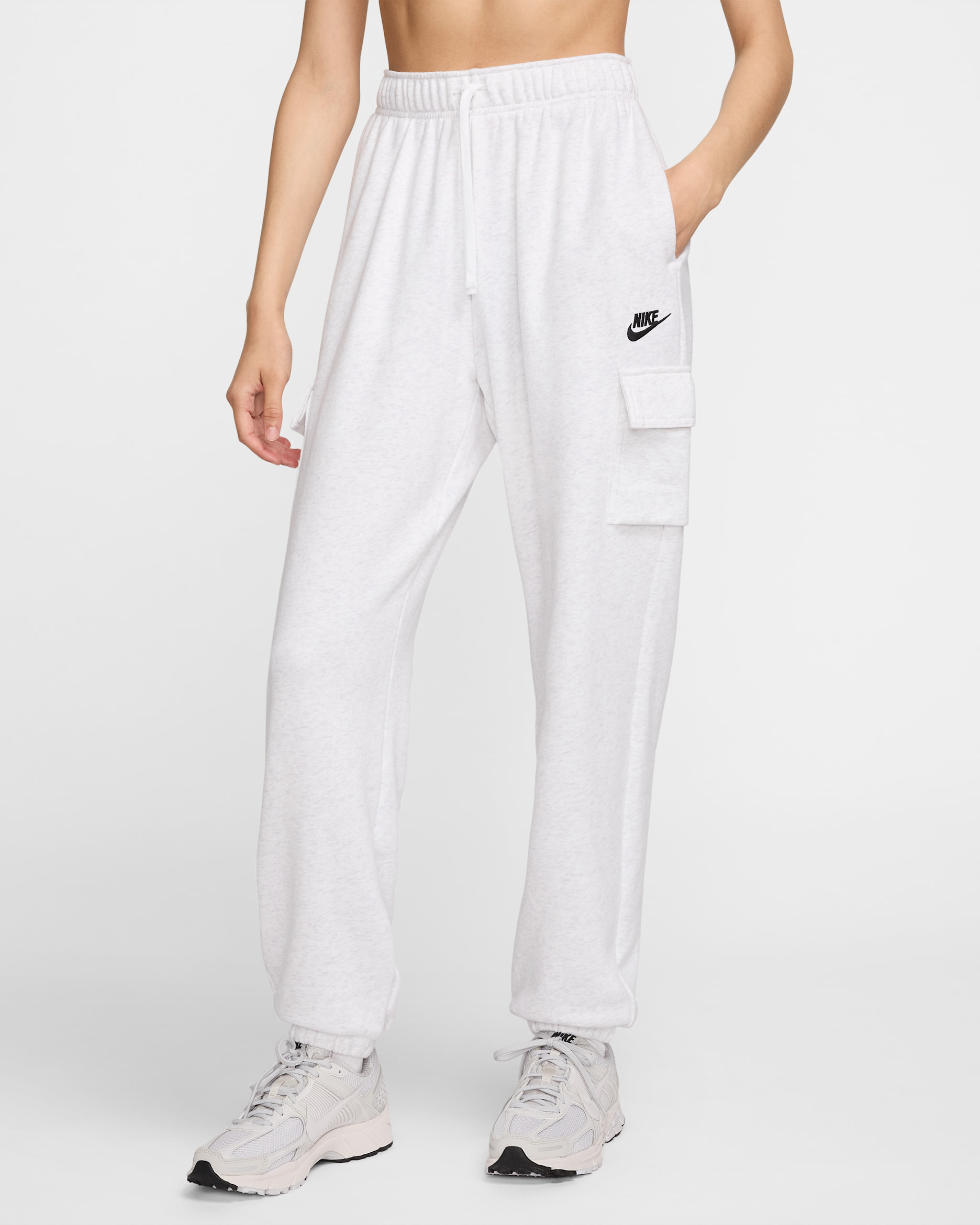 Nike Sportswear Club Fleece Women's Mid-Rise Oversized Cargo Sweatpants - Birch Heather/Black