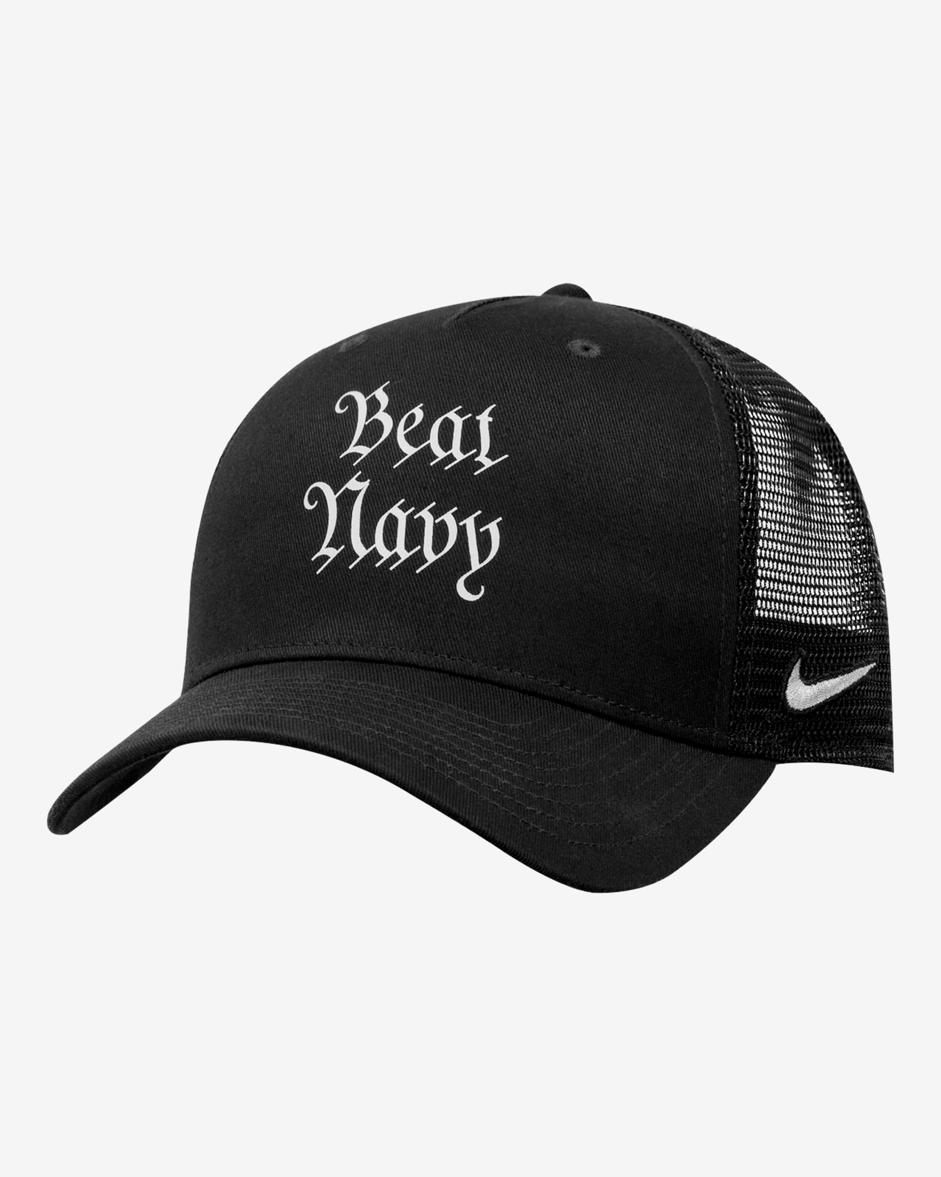 Army Rivalry Collection Beat Navy Rise Men's Nike College Trucker Adjustable Hat - Black