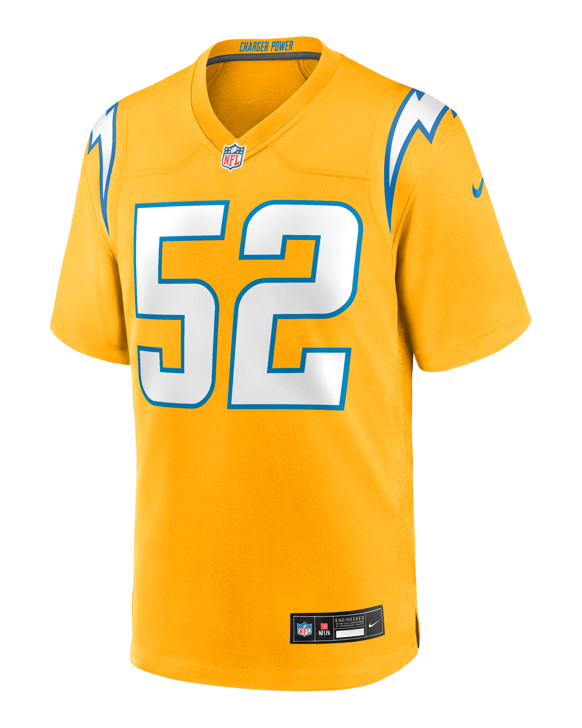 Jersey Nike de la NFL Game para hombre Khalil Mack Los Angeles Chargers - Oro