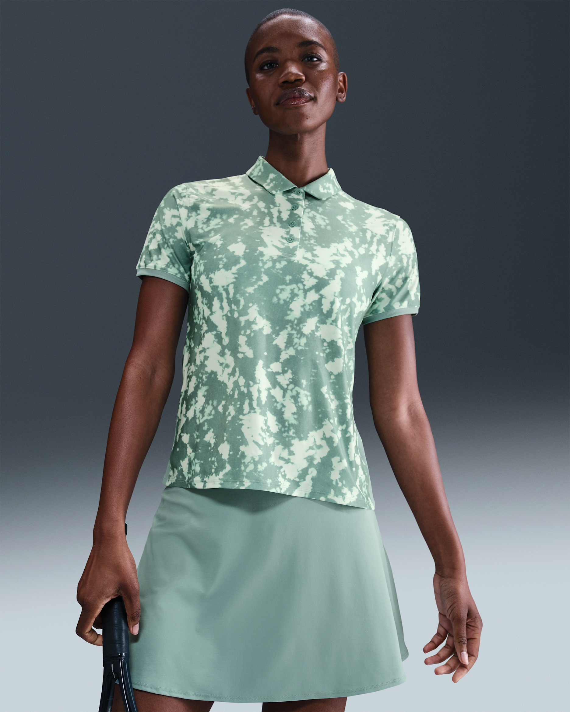 Nike Victory kurzärmliges Golf-Poloshirt mit Print und Dri-FIT-Technologie (Damen) - Mint Foam/Cannon/Weiß
