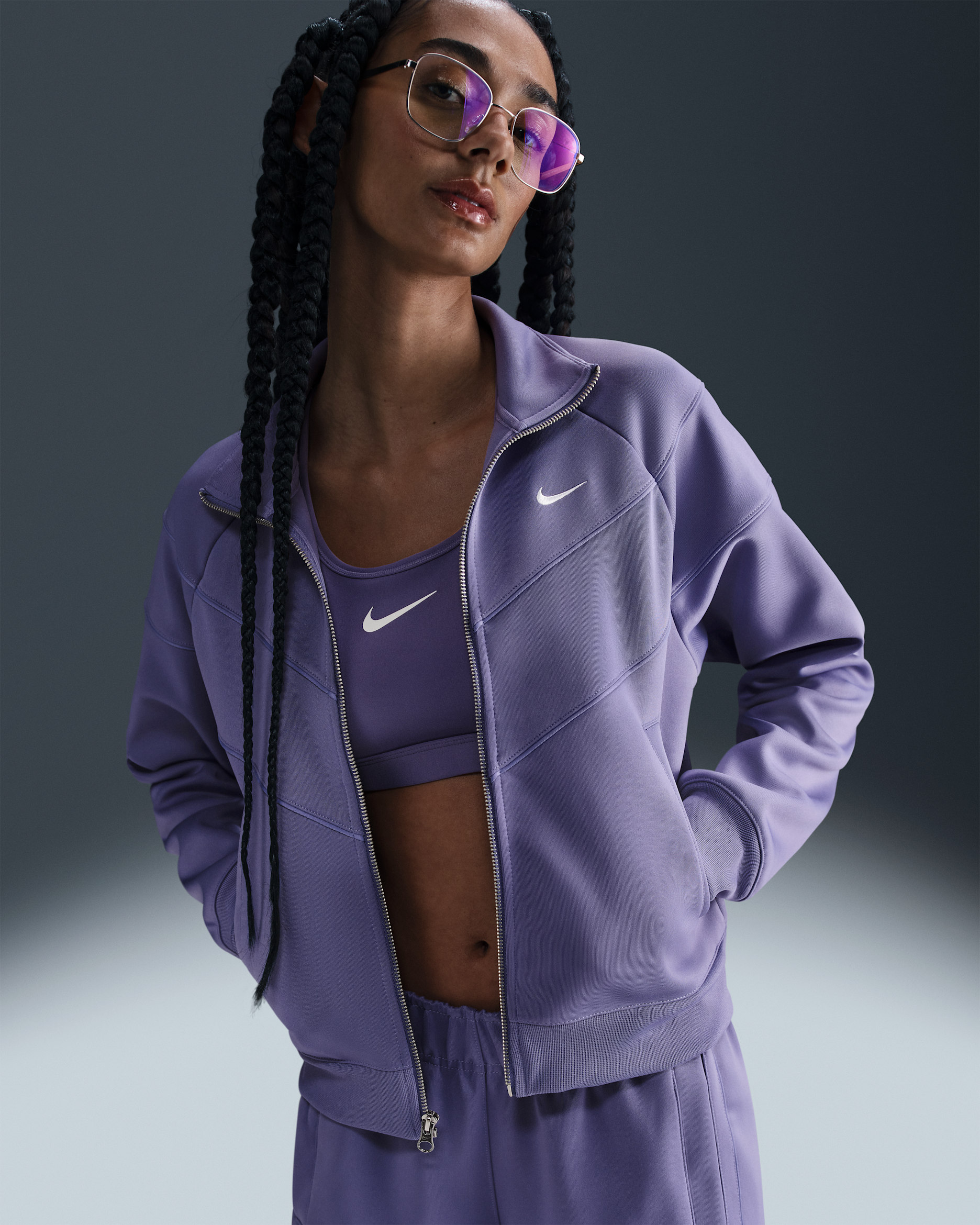 Veste en maille Nike Sportswear Windrunner pour Femme - Dusty Amethyst/Blanc
