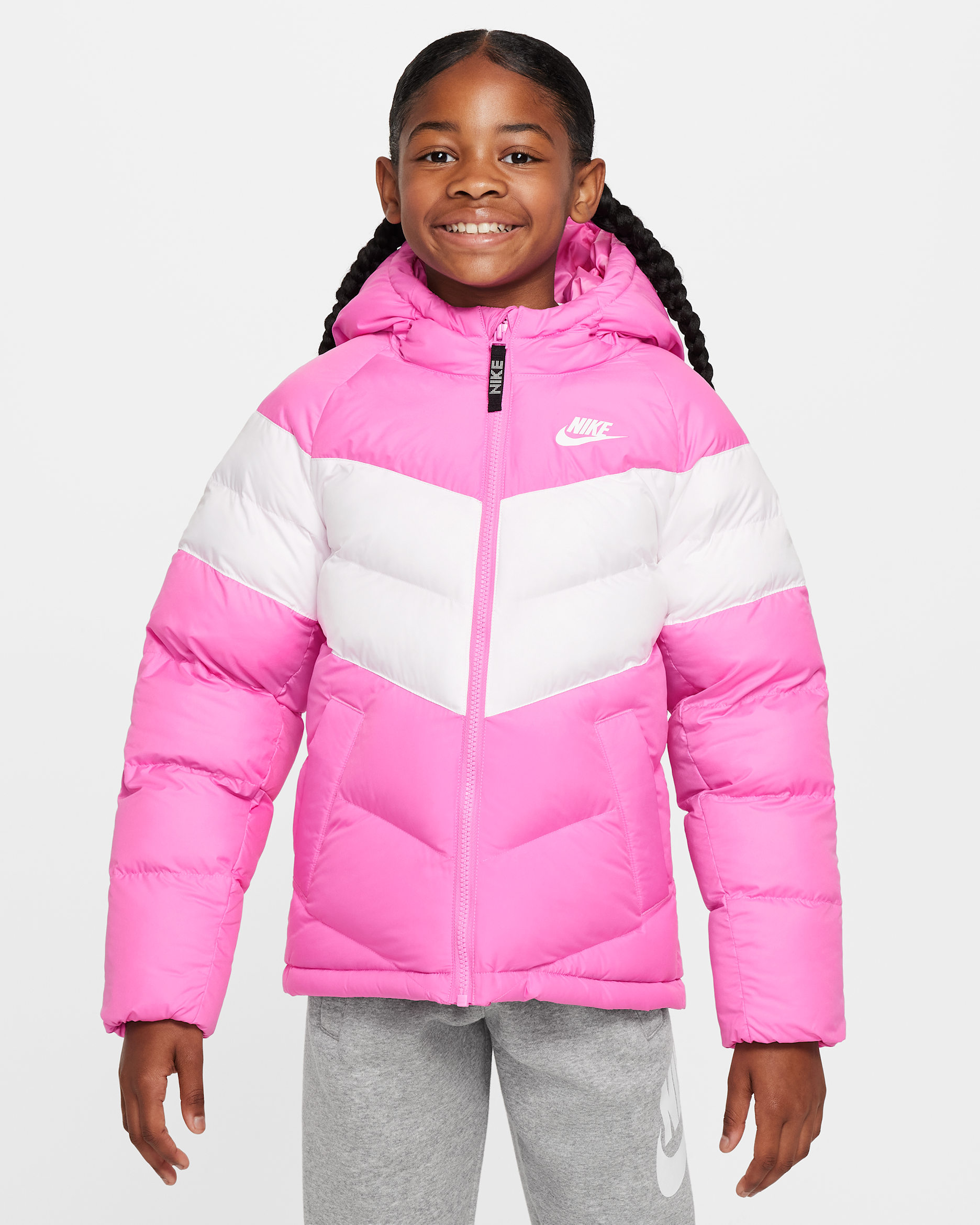 Nike Sportswear Big Kids' Synthetic-Fill Hooded Jacket - Playful Pink/White/White