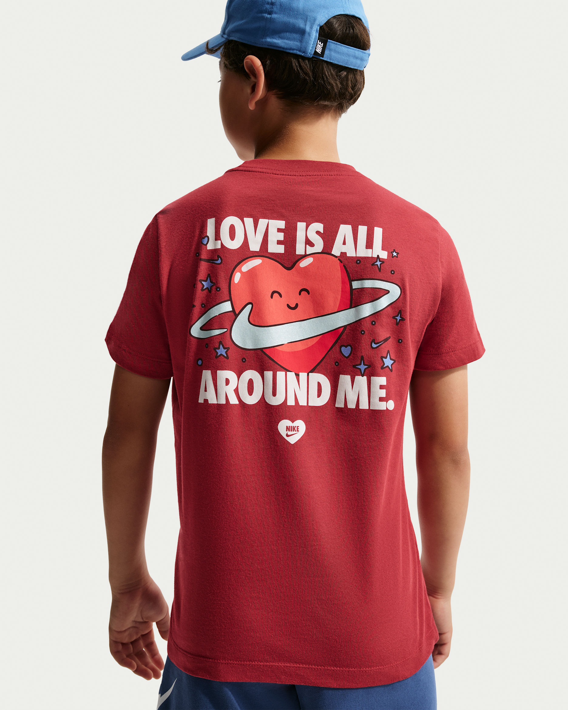 Nike Sportswear Big Kids' T-Shirt - Team Crimson/White/Blue/White