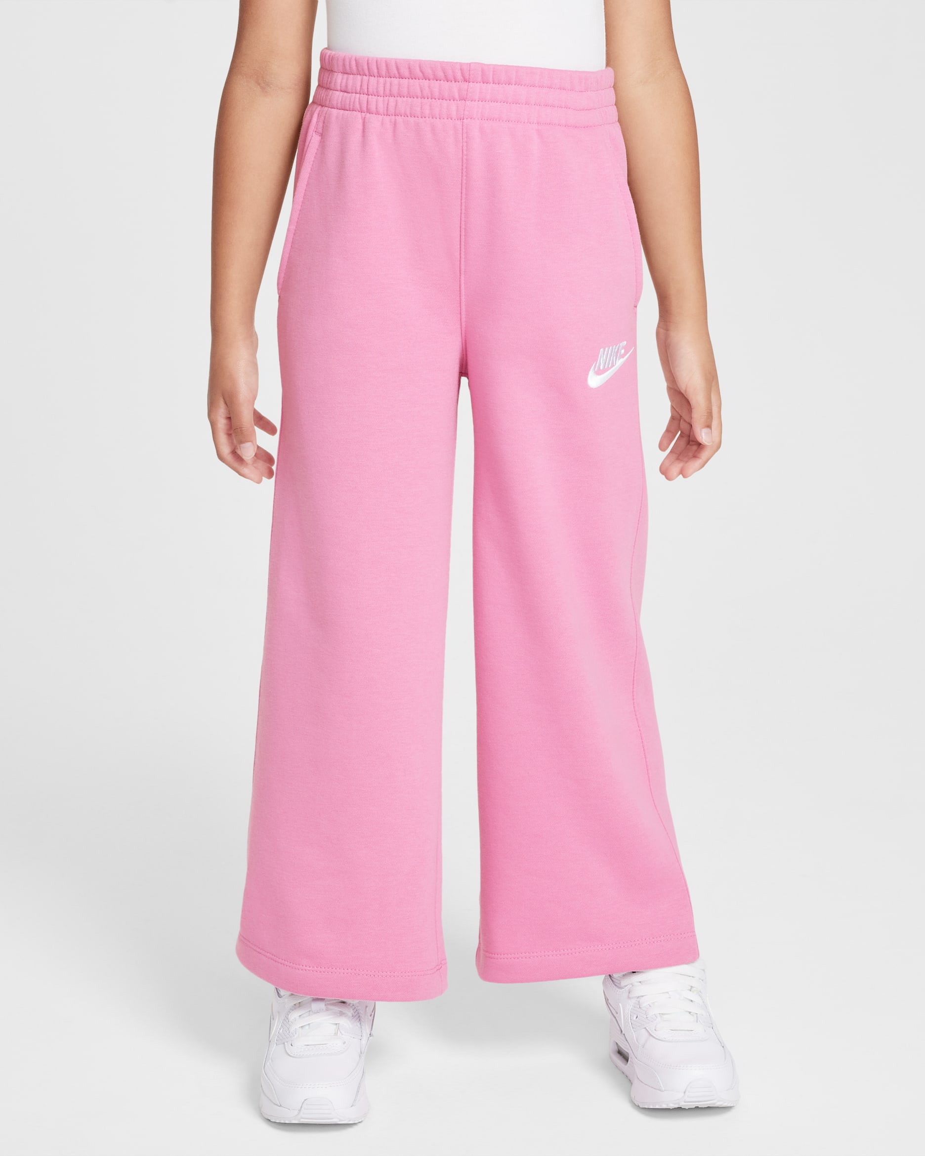 Pants de tejido Fleece de pierna ancha para niños talla pequeña Nike Sportswear Club - Flamenco mágico