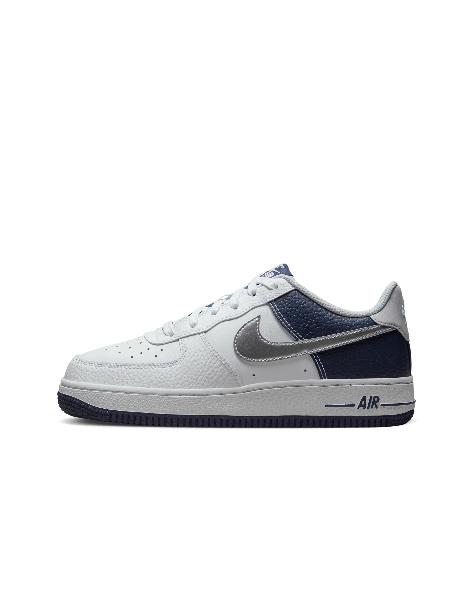 Nike Air Force 1 LV8 Older Kids' Shoes - White/Midnight Navy/Pure Platinum/Metallic Silver