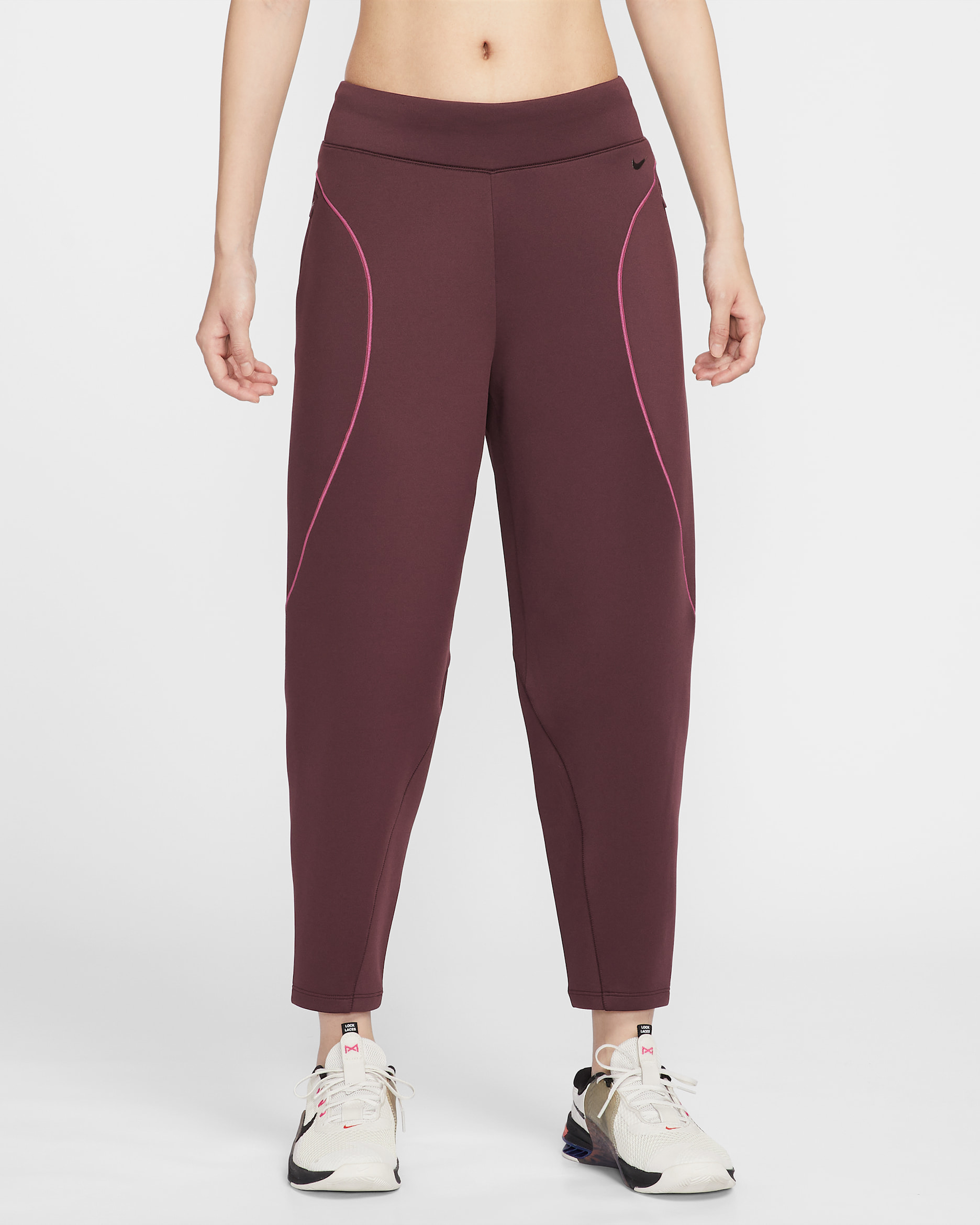 Nike Universa Women's Dri-FIT Mid-Rise Loose 7/8 Pants - Burgundy Crush/Sweet Beet/Burgundy Ash