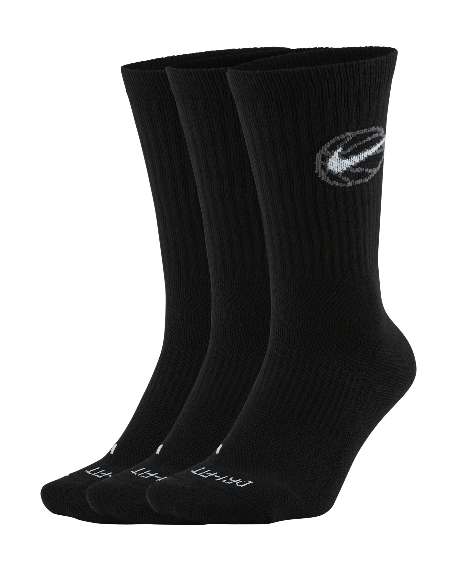 Nike Everyday Crew Basketball Socks (3 Pairs) - Black/White