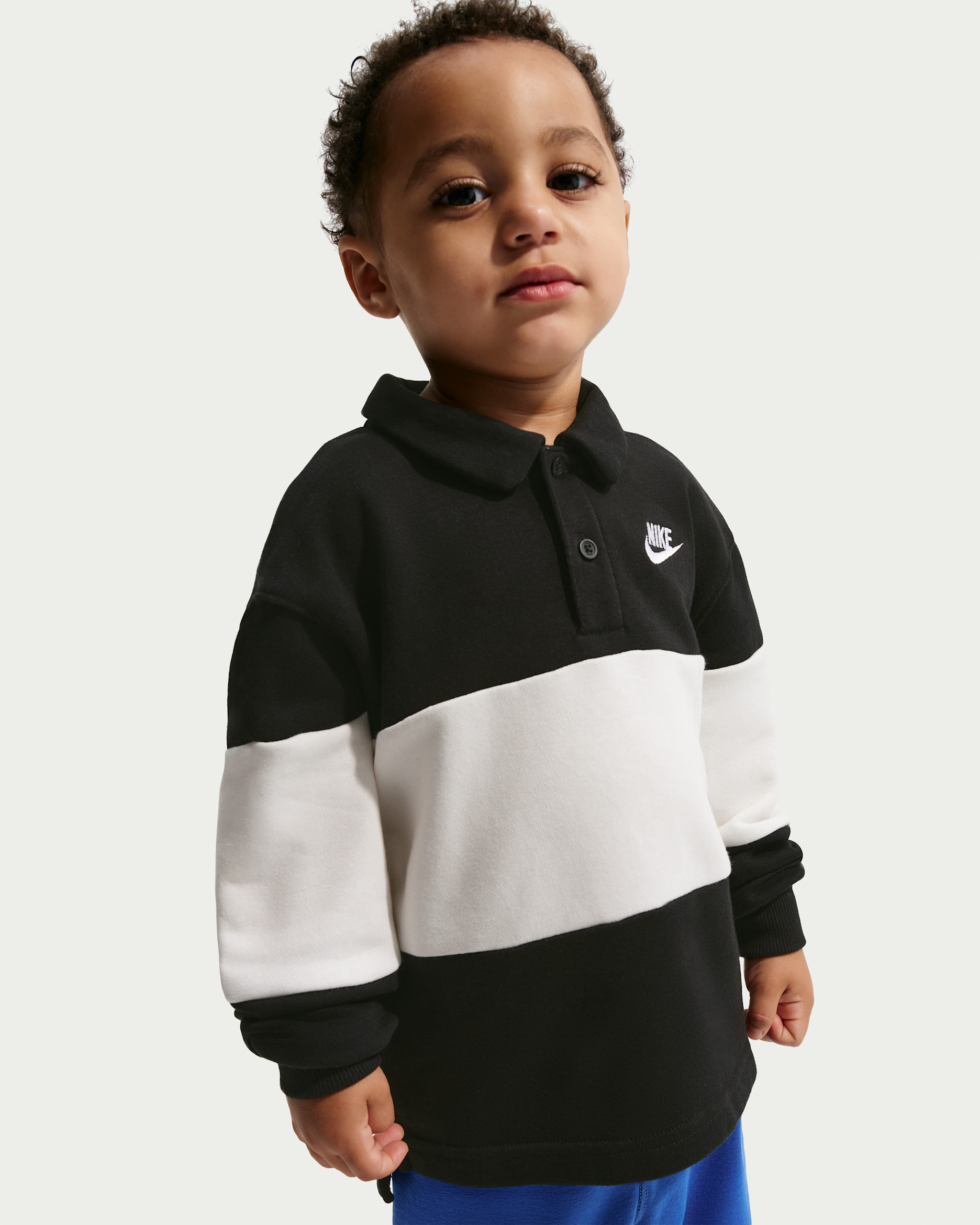 나이키 클럽 유아 프렌치 테리 긴팔 럭비 폴로 - 블랙