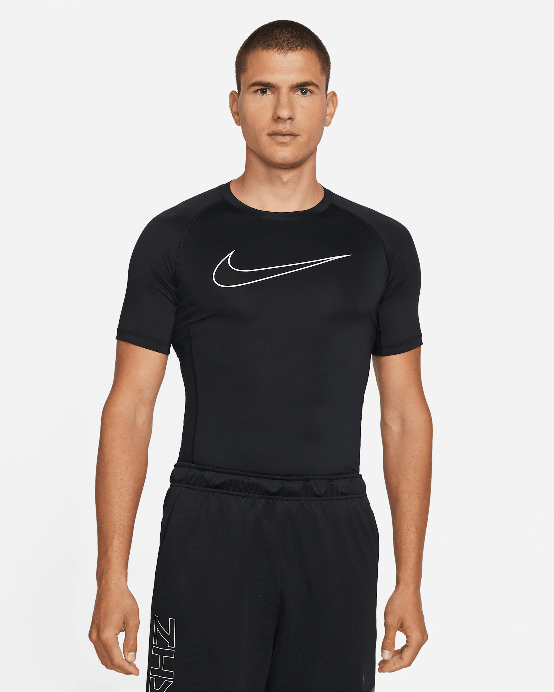 Playera de manga corta de corte ajustado para hombre Nike Pro Dri-FIT - Negro/Blanco