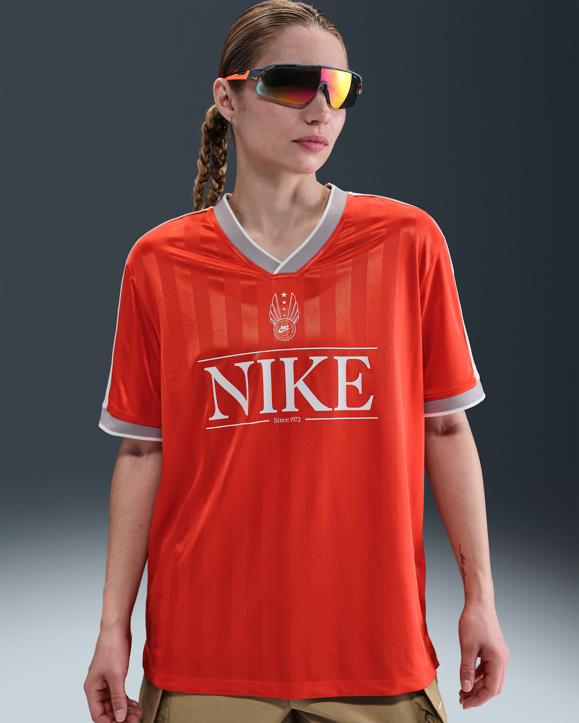 Nike Sportswear Part superior de punt amb coll en punta - Dona - Picante Red/Sail/Midnight Navy/Sail