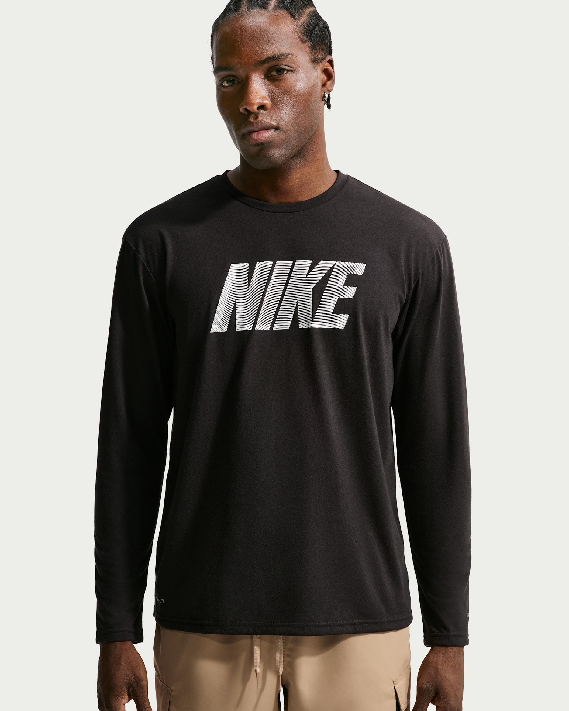 나이키 스윔 하이드로가드 남성 드라이 핏 UV 긴팔 탑 - 블랙/쿨 그레이/화이트/화이트