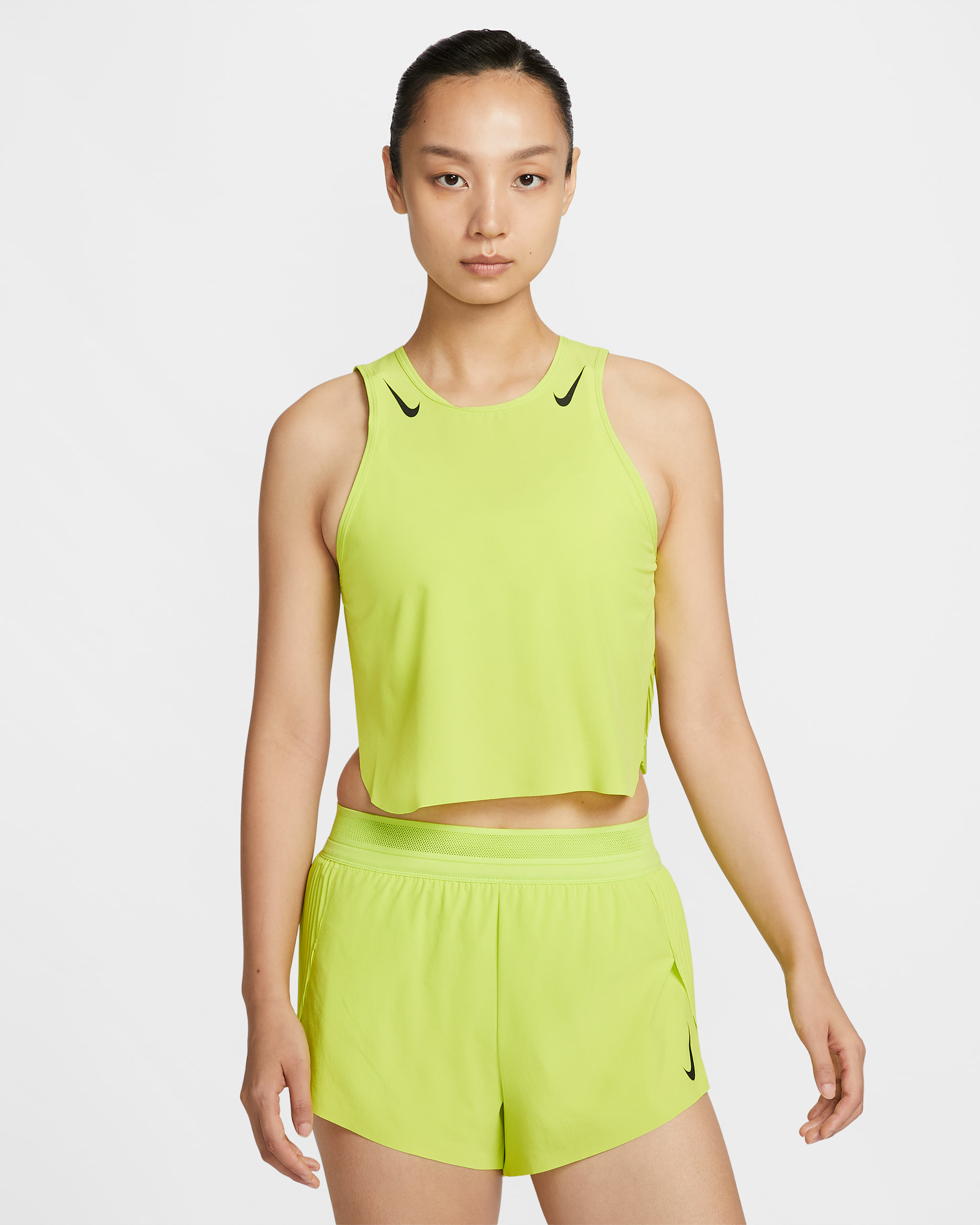 Nike AeroSwift Women's Dri-FIT ADV Cropped Running Tank Top - Cyber/Black
