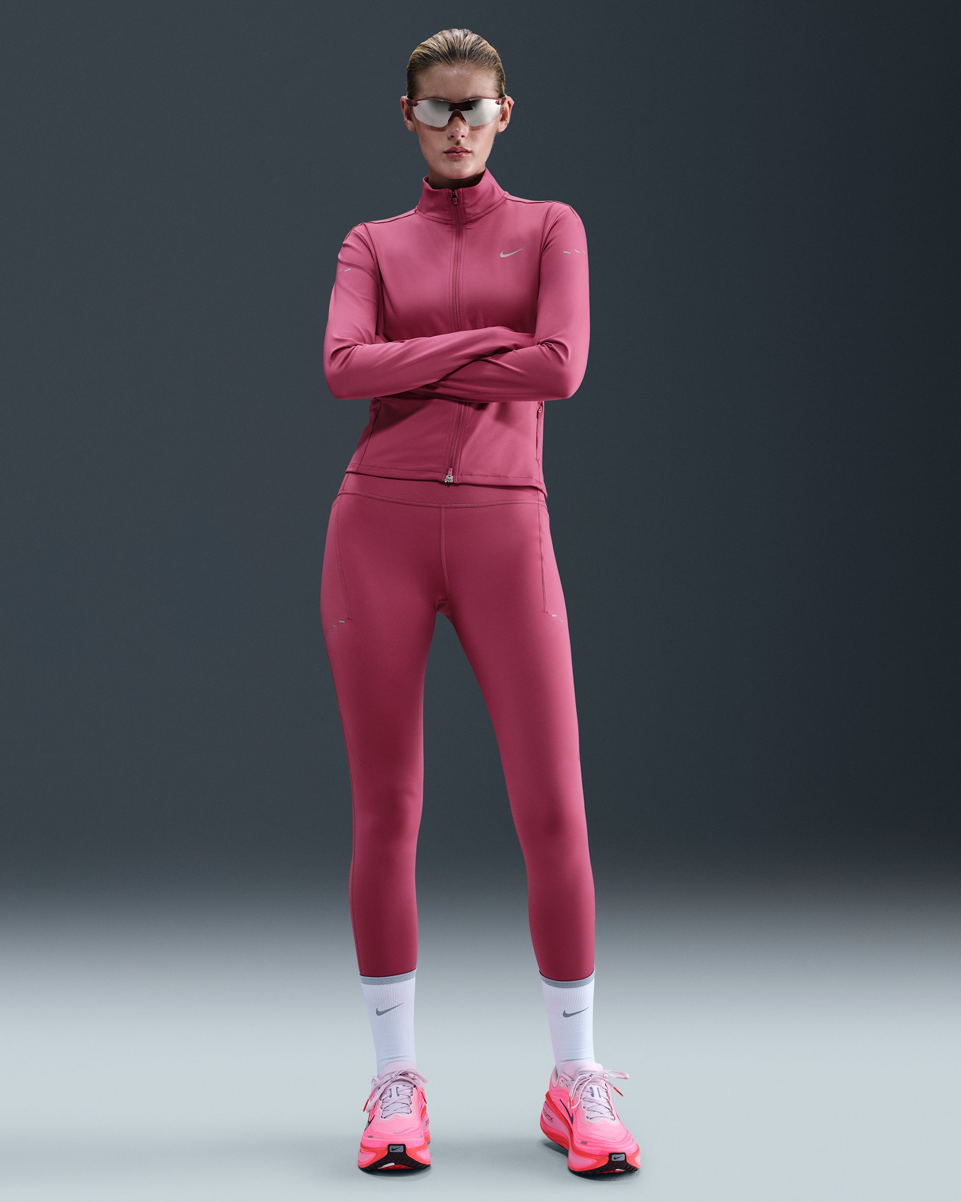 Nike Swift Women's High-Waisted 7/8 Running Leggings with Pockets - Sweet Beet