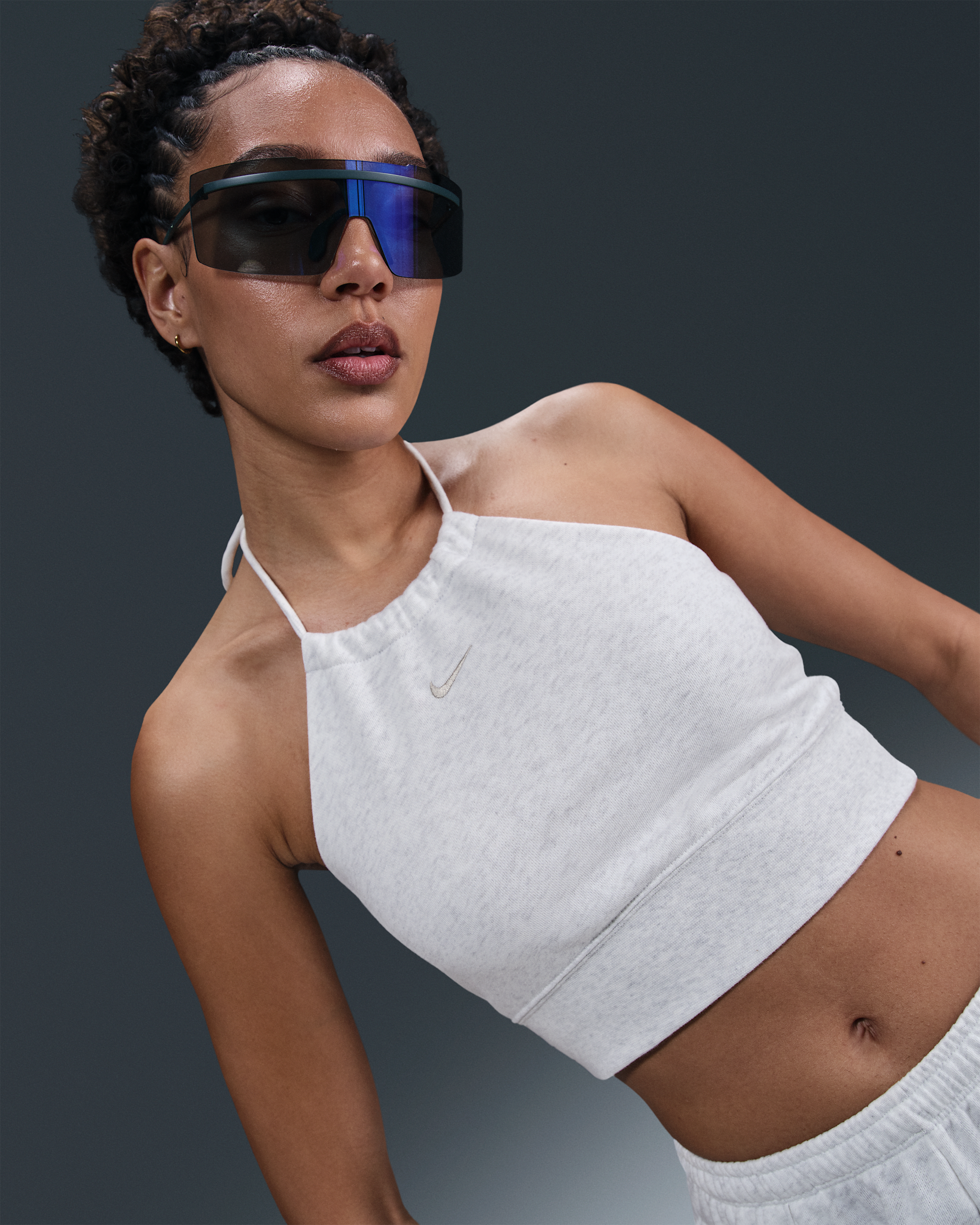 Nike Sportswear Chill Terry Women's Slim Cropped French Terry Halter Top - Birch Heather/Light Orewood Brown