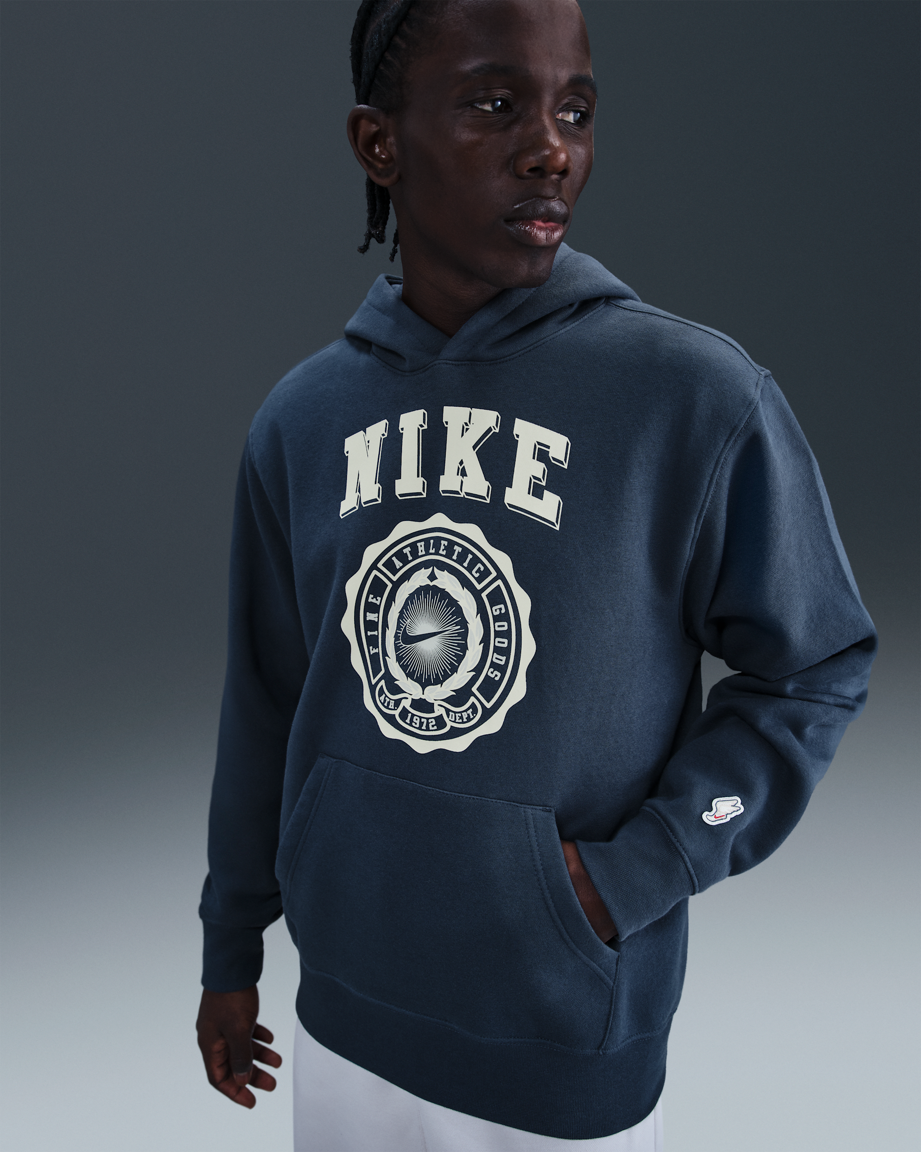 Nike Club Men's Pull-Over Fleece Hoodie - Thunder Blue/Coconut Milk/Sail