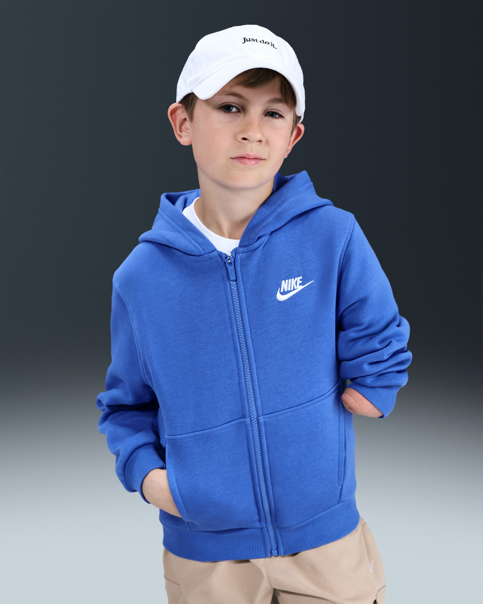 Nike Sportswear Club Fleece Kapuzenjacke für ältere Kinder - Comet Blue/Weiß
