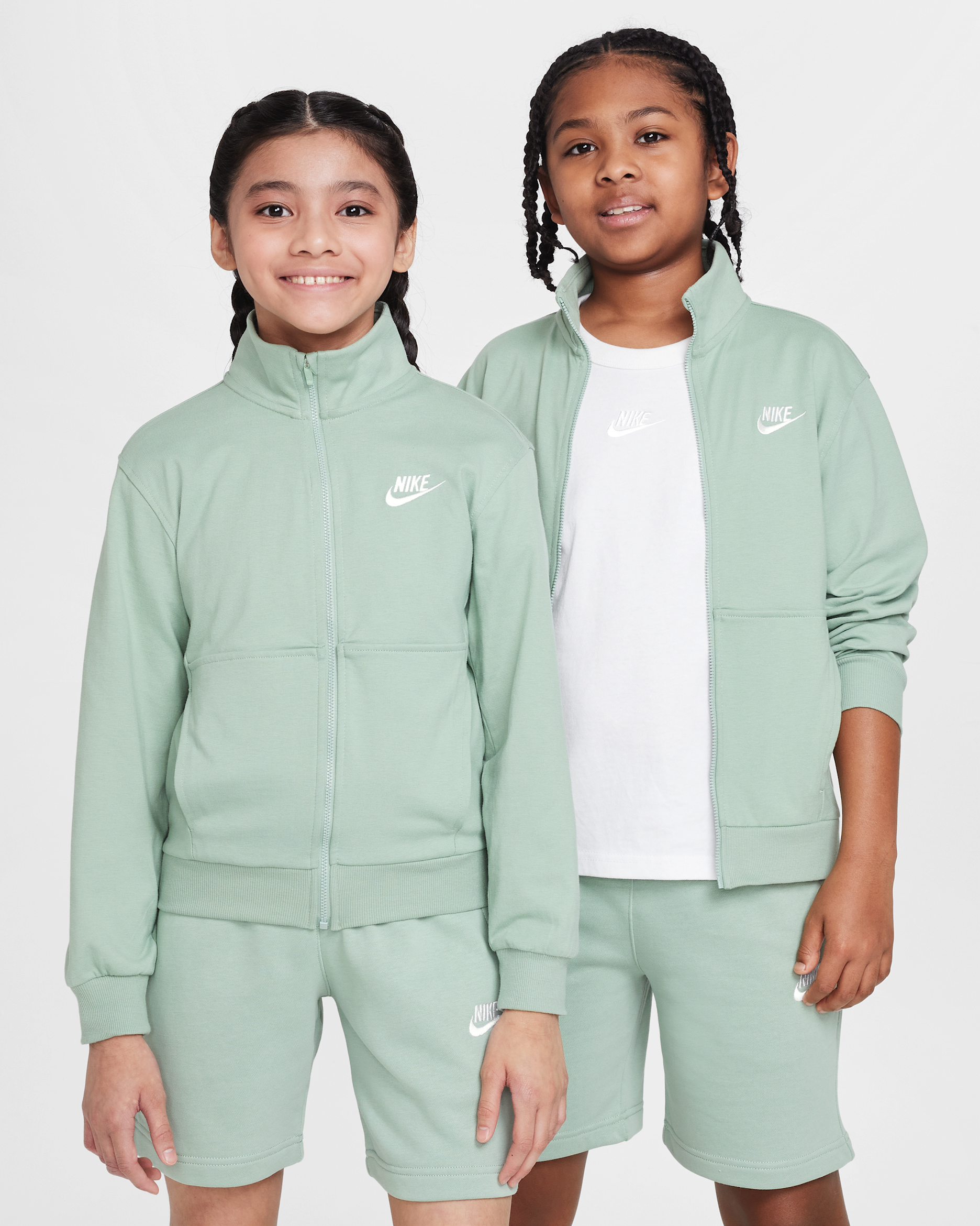 Nike Sportswear Club Older Kids' Full-Zip Knit Jacket - Steam/Steam/White