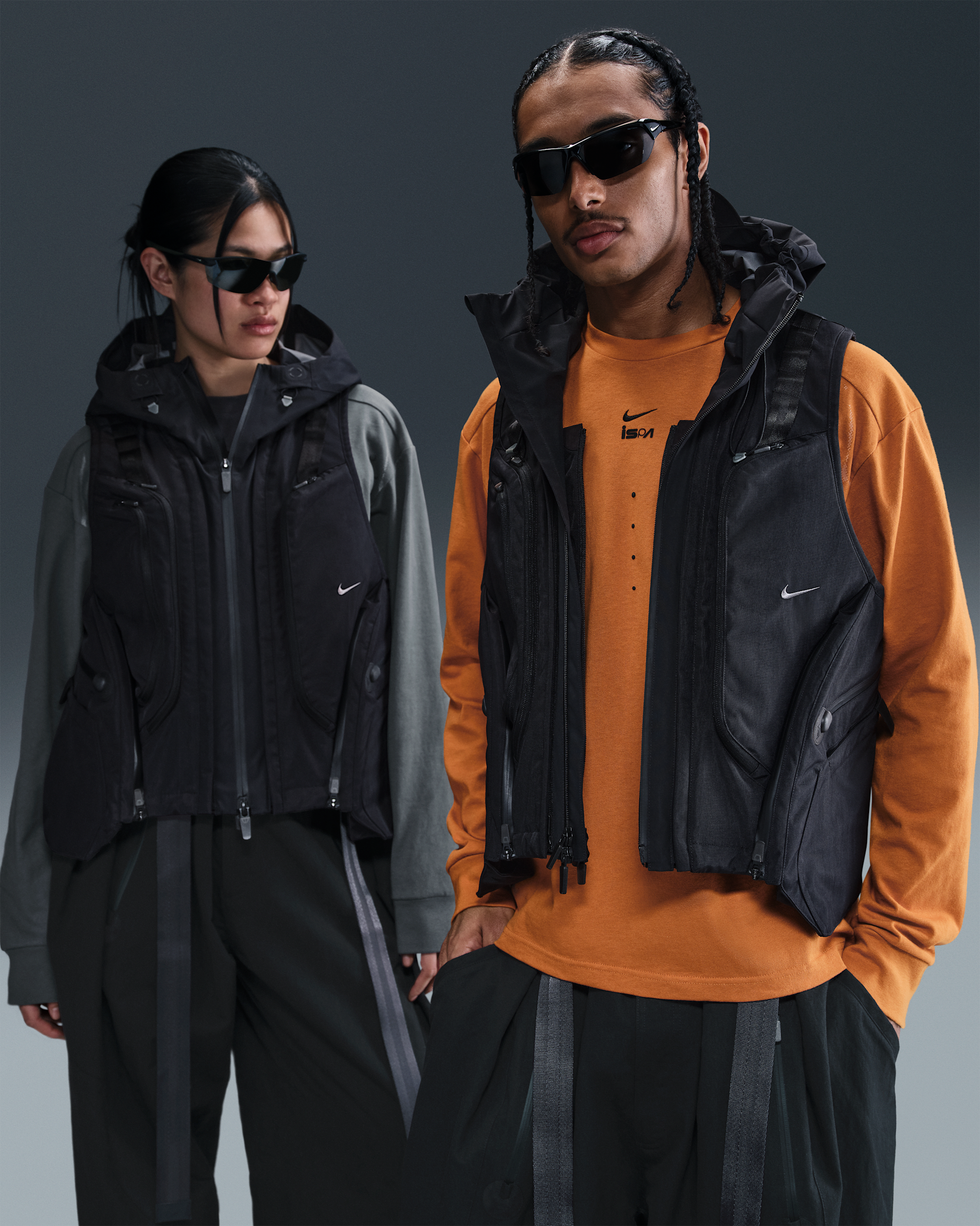 Nike ISPA modulaire bodywarmer - Zwart/Zwart/Iron Grey