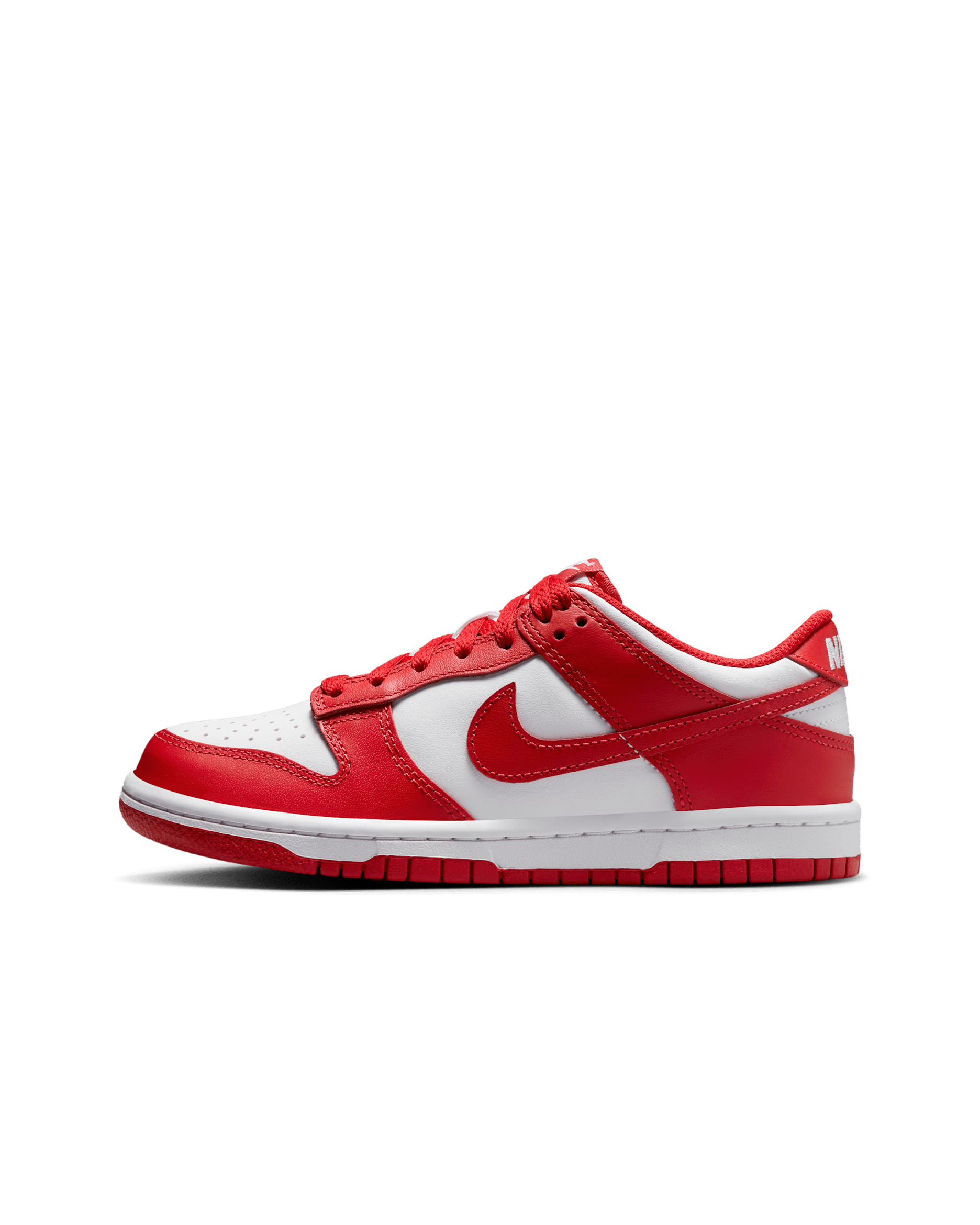 Nike Dunk 低筒大童鞋款 - 白色/University Red