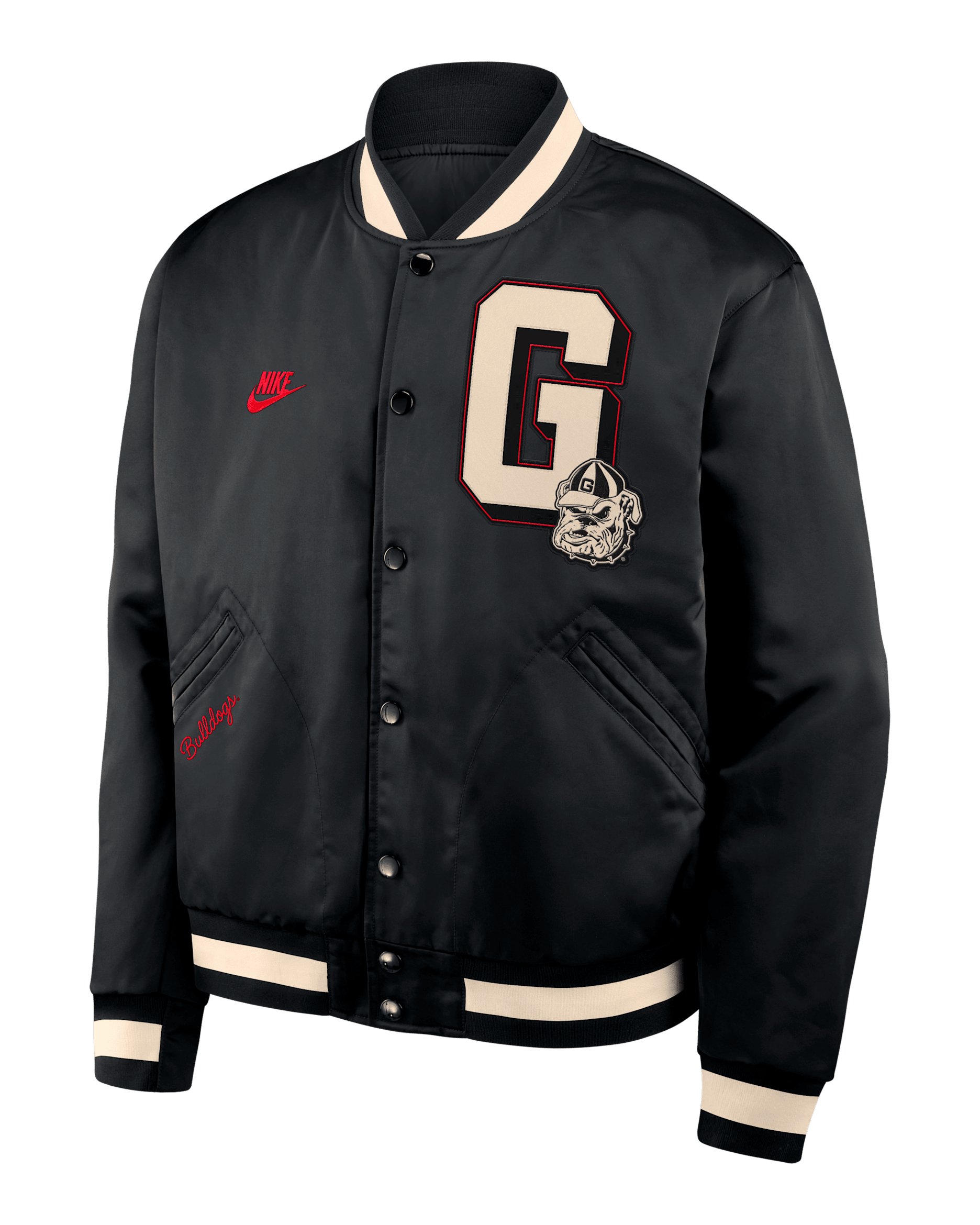 Chamarra bomber universitaria Nike de cierre a presión de largo completo para hombre Georgia Legacy - Negro