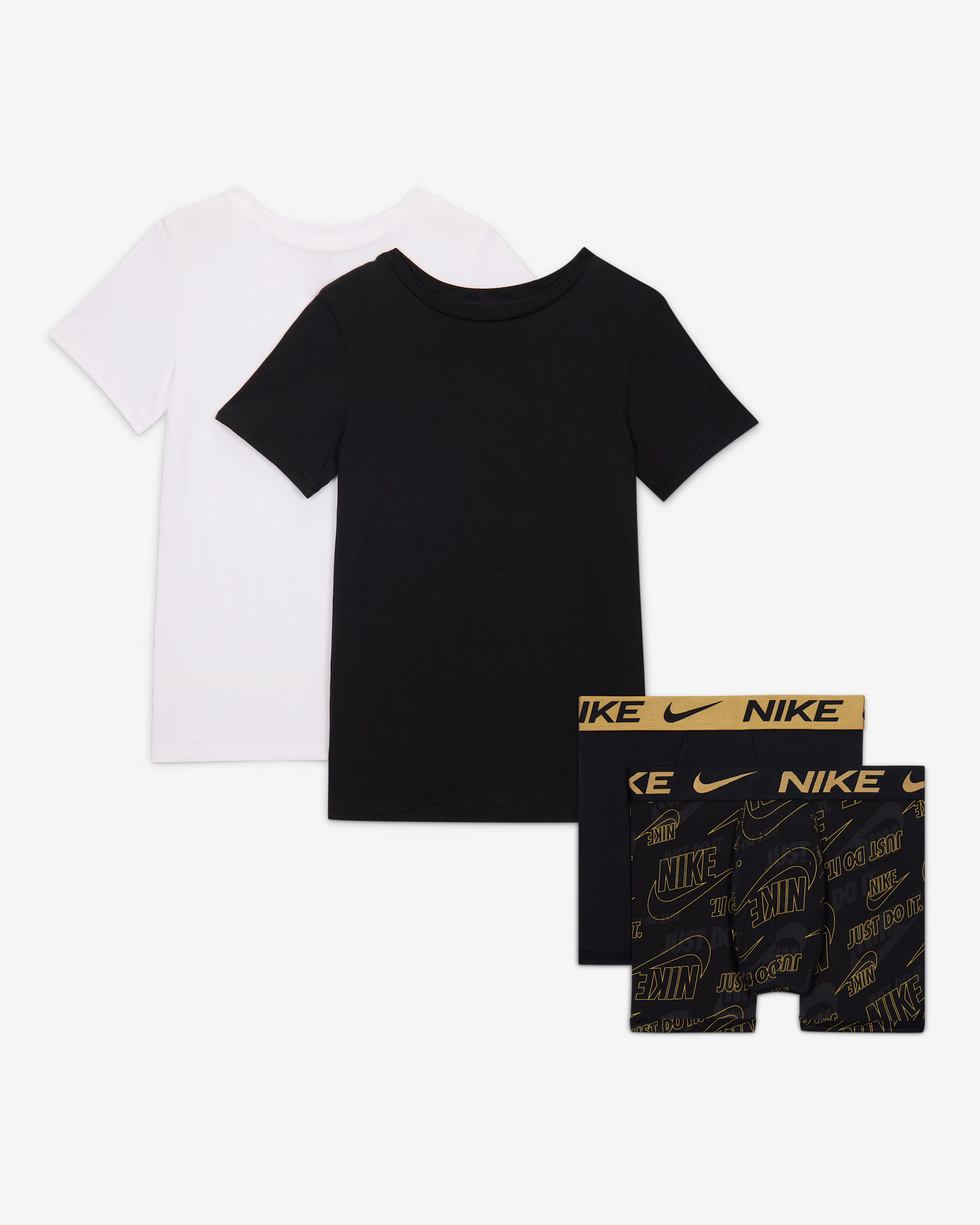 Nike Big Kids' Boxer Briefs and Undershirts 4-Piece Set - Black/Gold