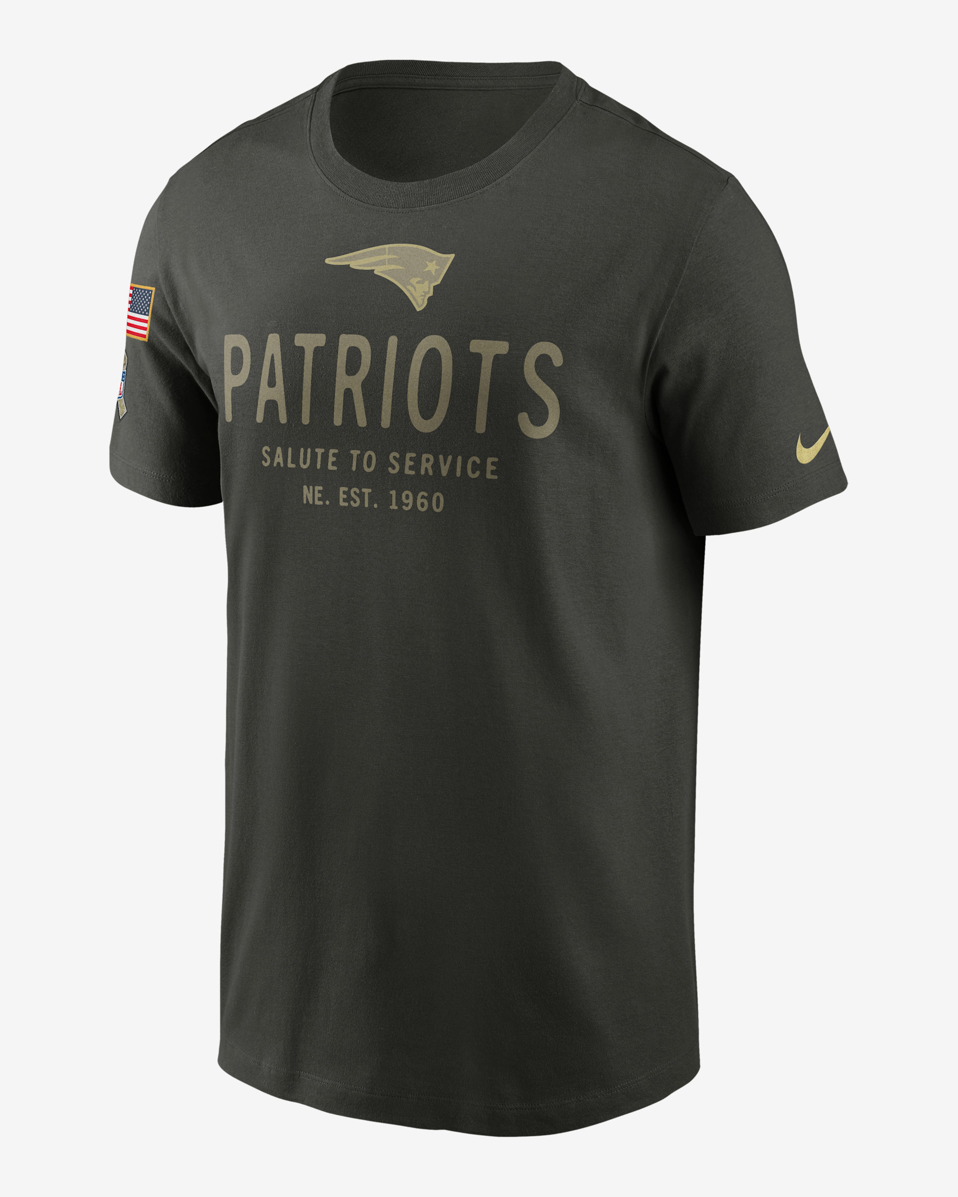 New England Patriots Salute to Service Sideline Primary Edge Men's Nike Dri-FIT NFL T-Shirt - Sequoia